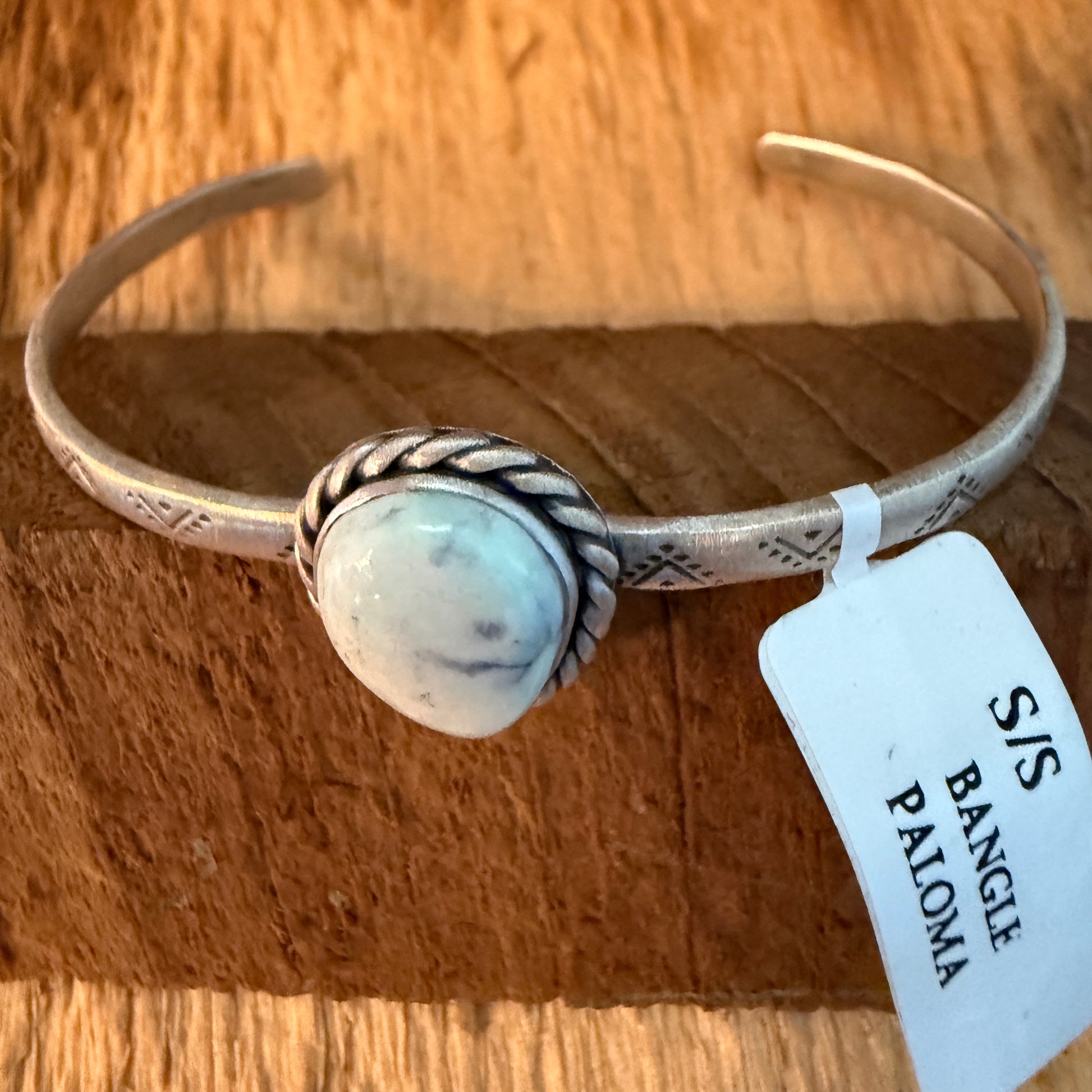 Native Inspired Paloma Gemstone Cuff Bracelet Sterling Silver, Adjustable Wild West Boho