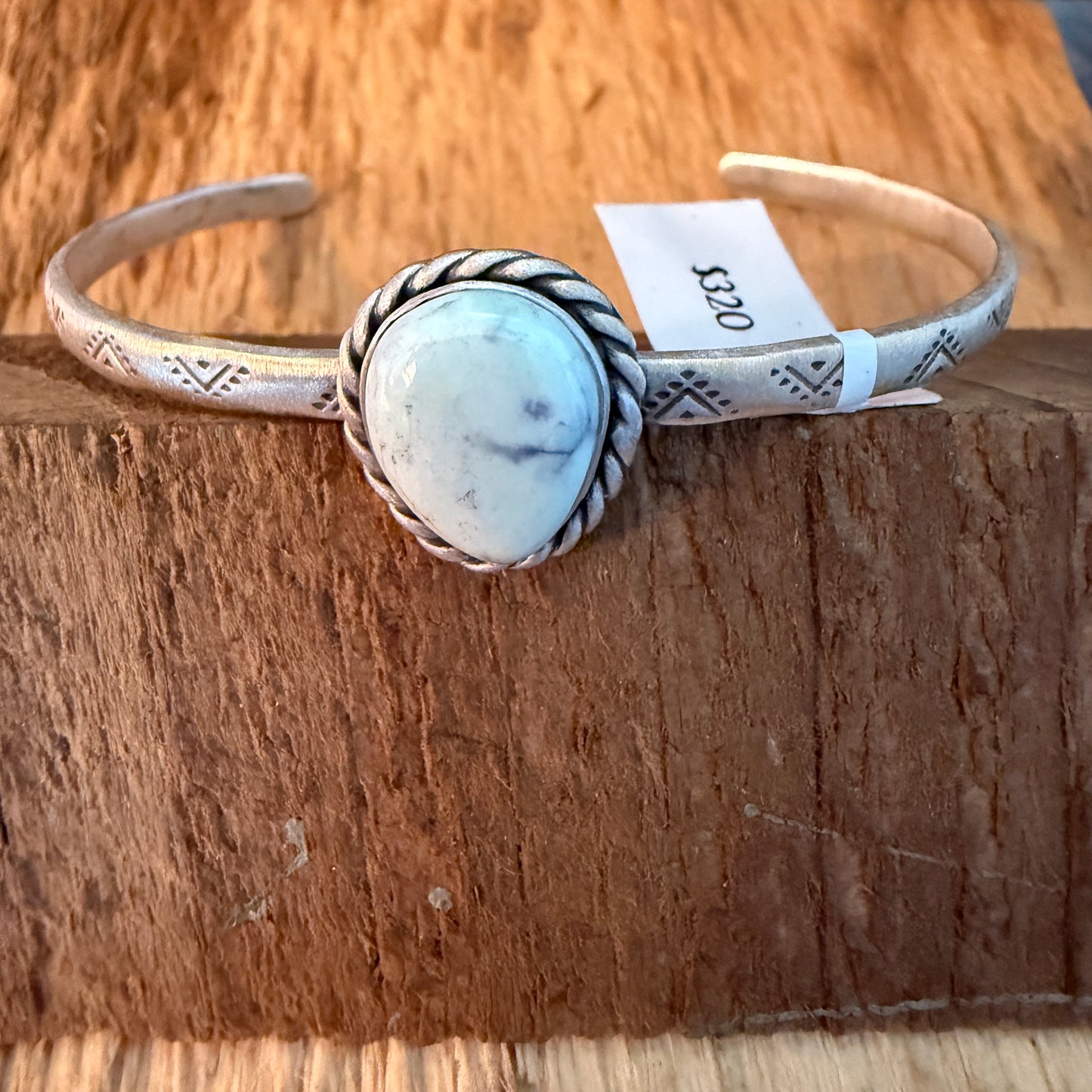 Native Inspired Paloma Gemstone Cuff Bracelet Sterling Silver, Adjustable Wild West Boho