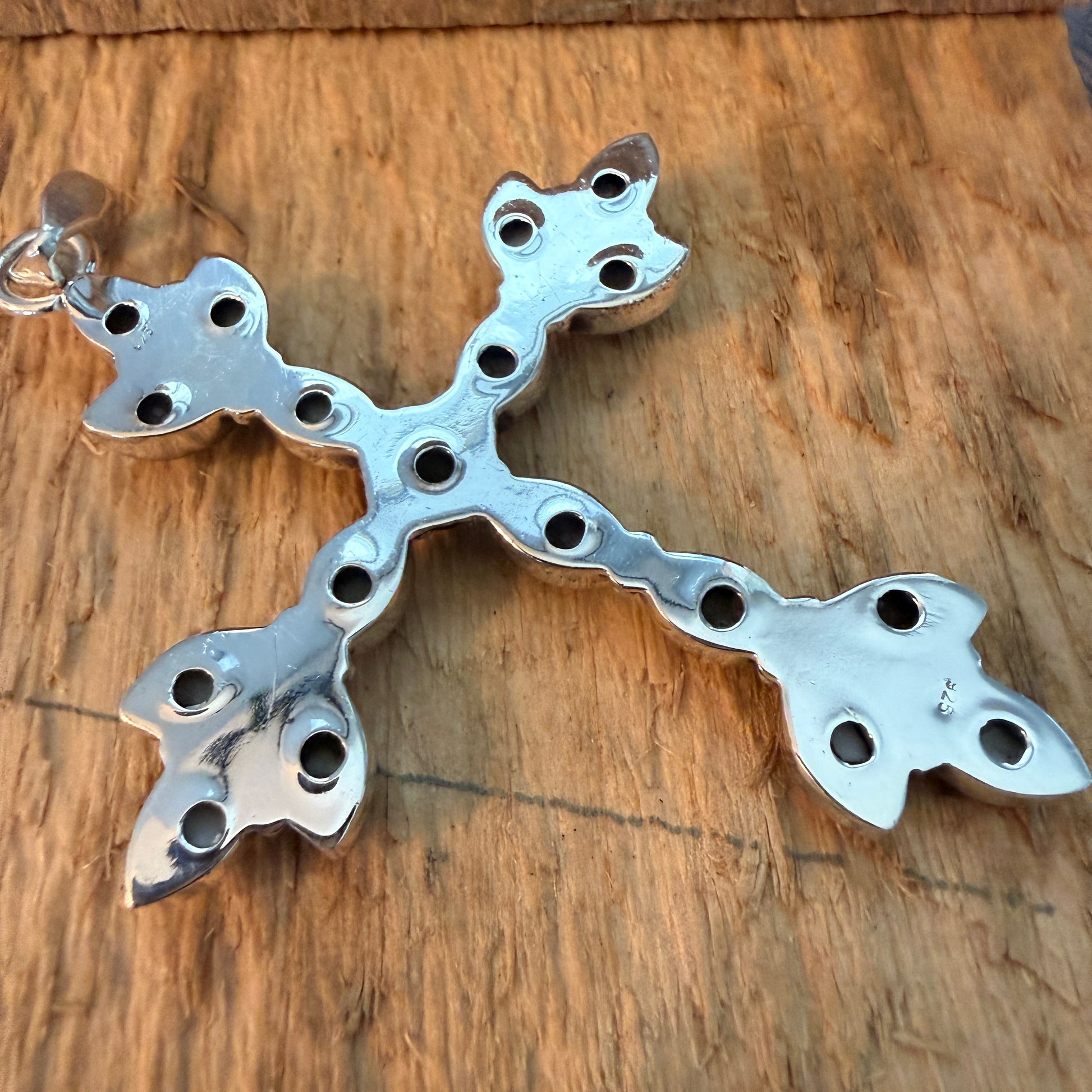 Wild Horse Gemstone Cross Pendant in Sterling Silver Wild West Boho