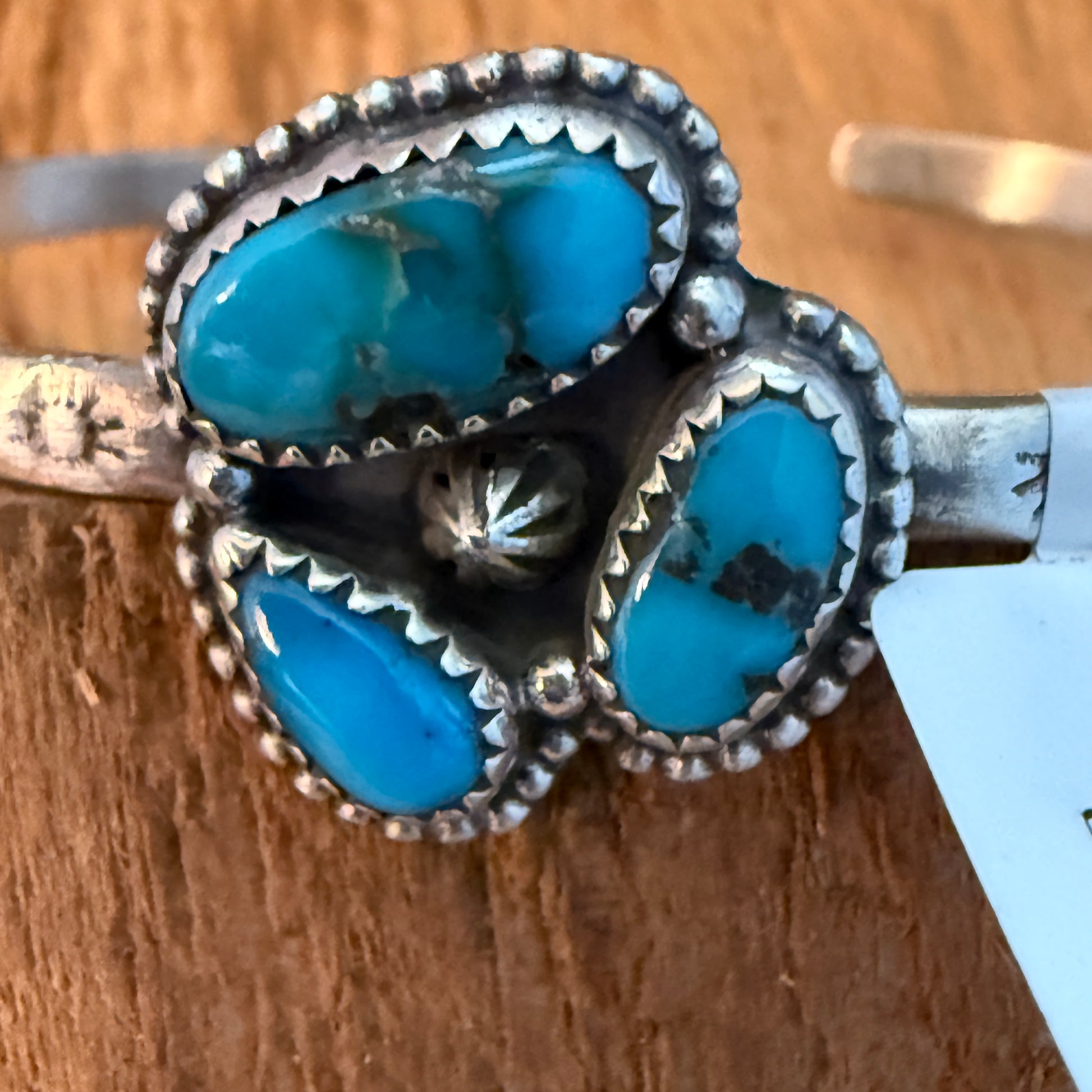 Navajo Style Lone Mountain Turquoise Cluster Sterling Silver Cuff Bangle Adjustable Wild West Boho