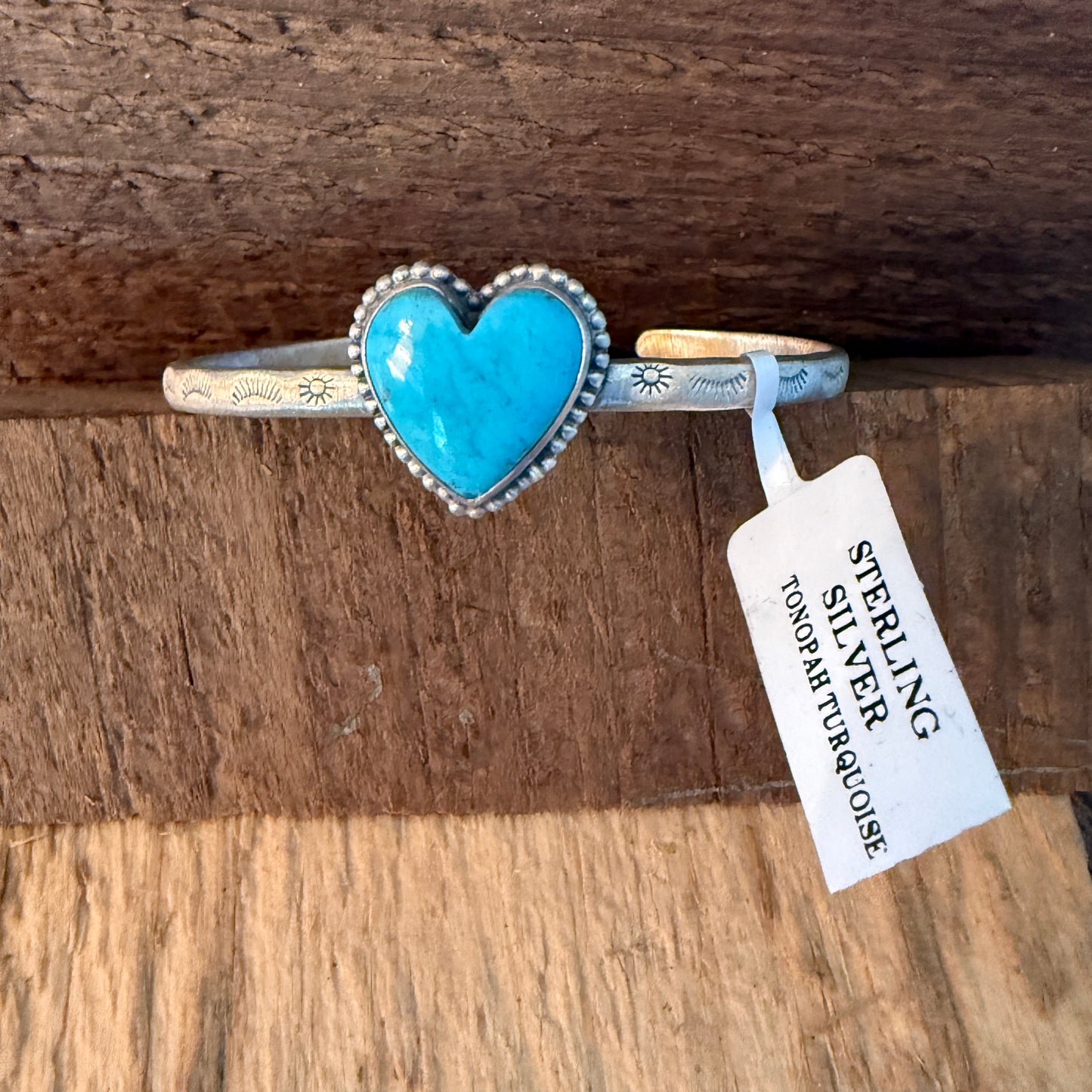 Navajo Inspired Tonopah Turquoise Sterling Silver Cuff Bracelet Adjustable Wild West Boho