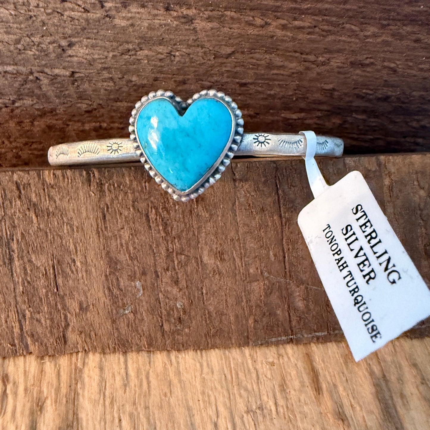 Navajo Inspired Tonopah Turquoise Sterling Silver Cuff Bracelet Adjustable Wild West Boho