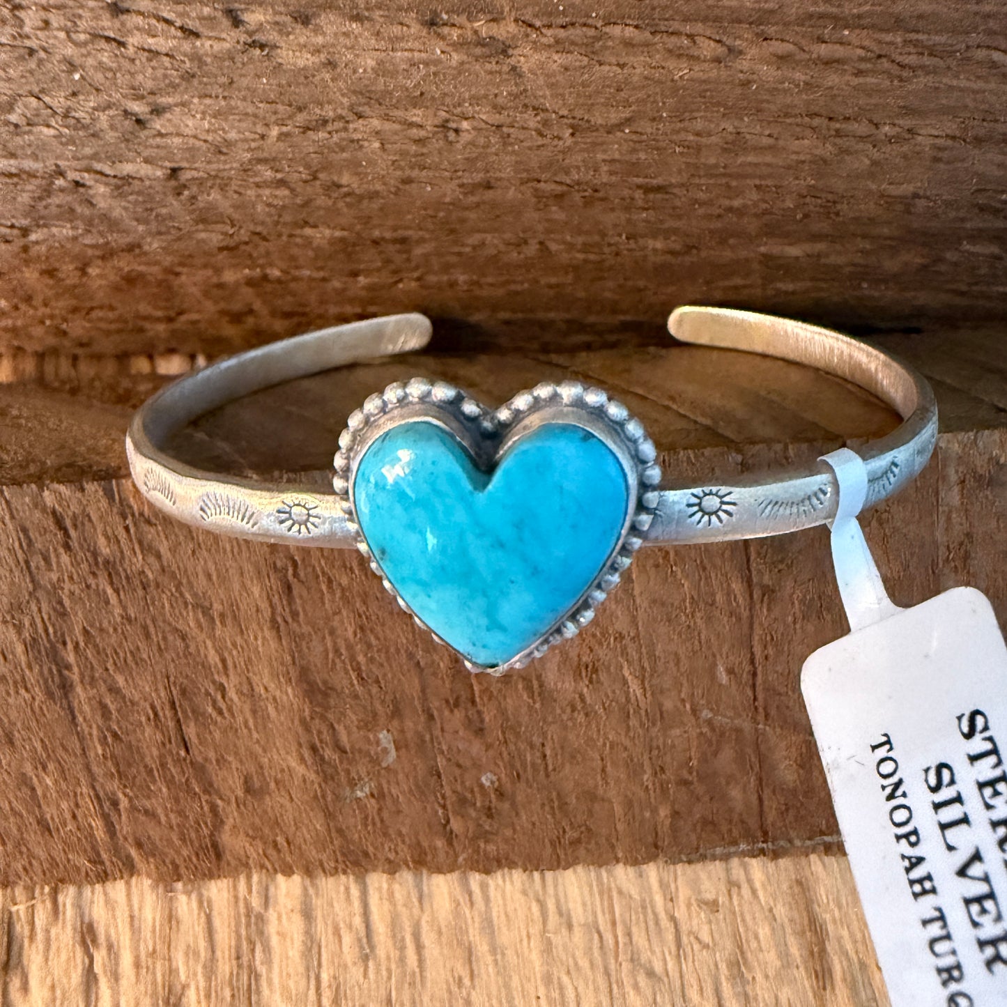 Navajo Inspired Tonopah Turquoise Sterling Silver Cuff Bracelet Adjustable Wild West Boho