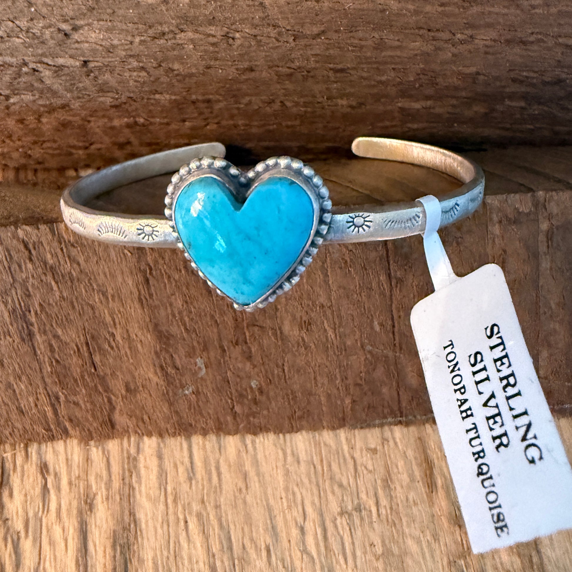 Navajo Inspired Tonopah Turquoise Sterling Silver Cuff Bracelet Adjustable Wild West Boho