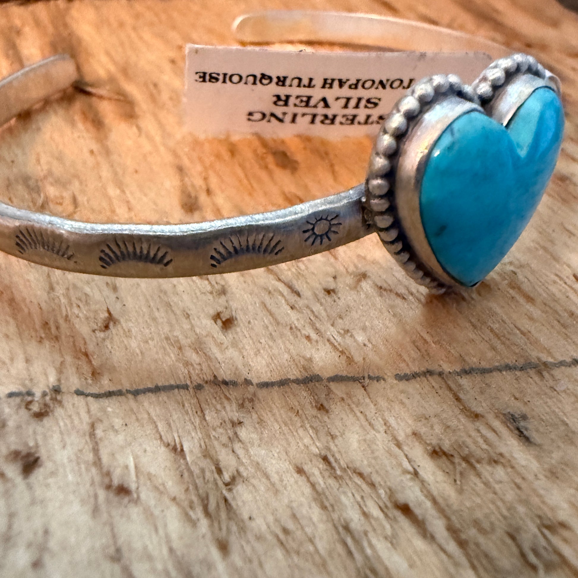 Navajo Inspired Tonopah Turquoise Sterling Silver Cuff Bracelet Adjustable Wild West Boho