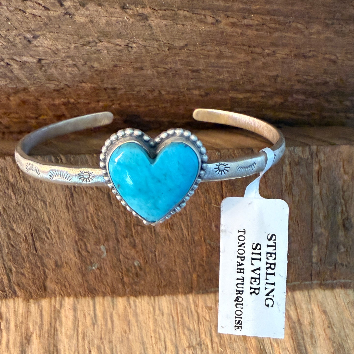 Navajo Inspired Tonopah Turquoise Sterling Silver Cuff Bracelet Adjustable Wild West Boho