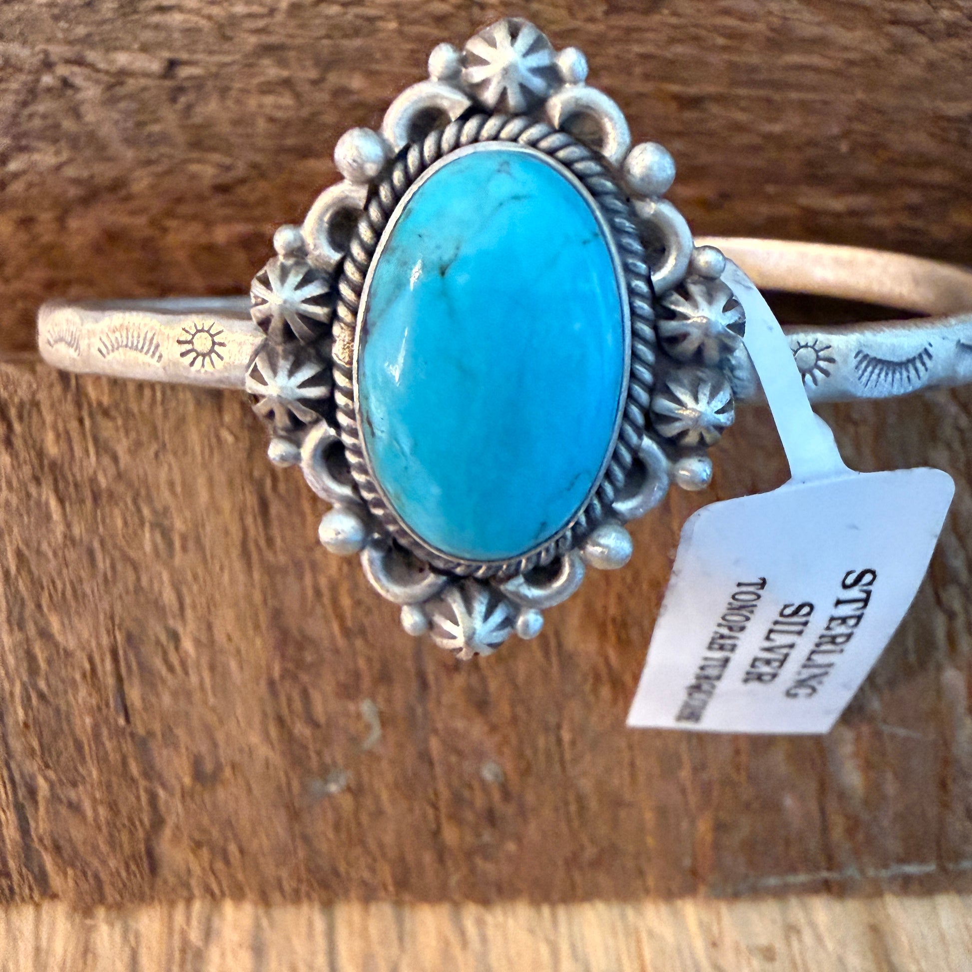 Navajo Inspired Tonopah Turquoise Sterling Silver Cuff Bangle Adjustable Wild West Boho