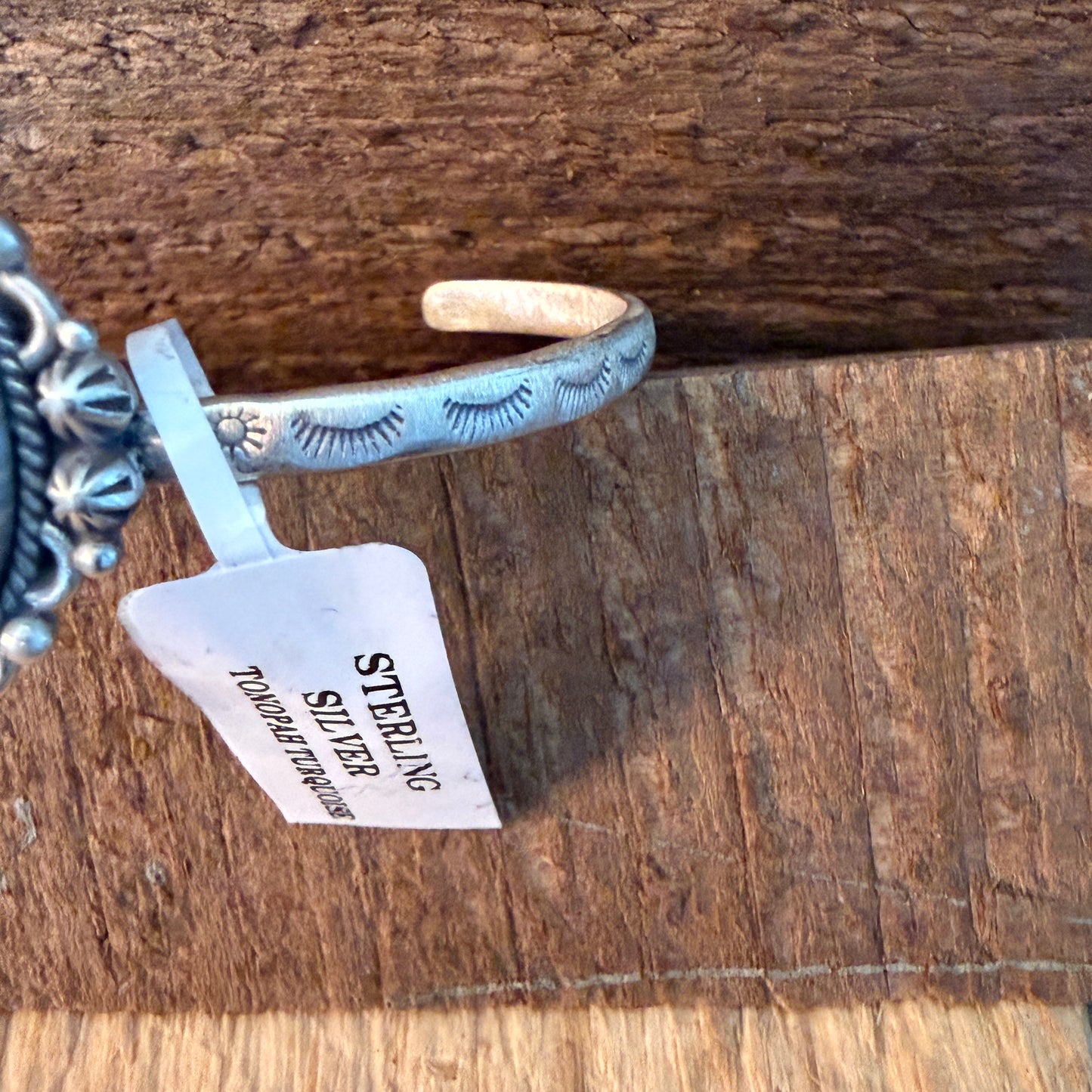 Navajo Inspired Tonopah Turquoise Sterling Silver Cuff Bangle Adjustable Wild West Boho