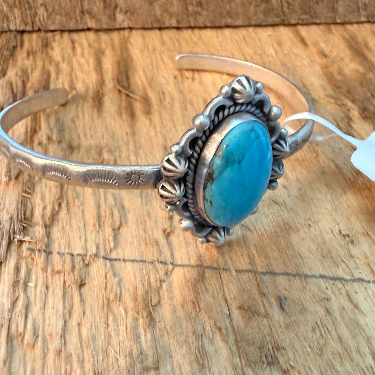 Navajo Inspired Tonopah Turquoise Sterling Silver Cuff Bangle Adjustable Wild West Boho