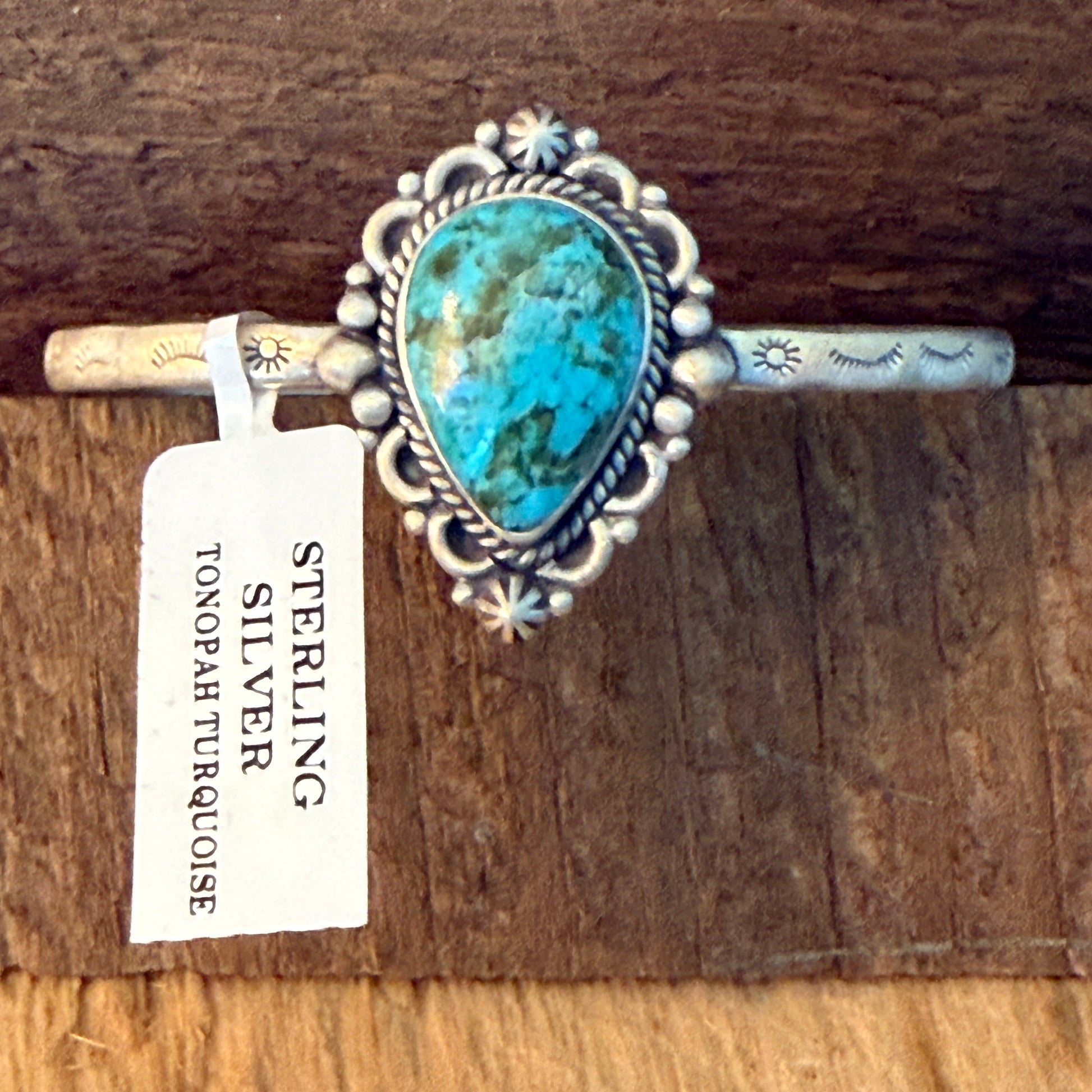 Tonopah Turquoise 925 Sterling Silver Cuff Bracelet Native Inspired Adjustable Wild West Boho
