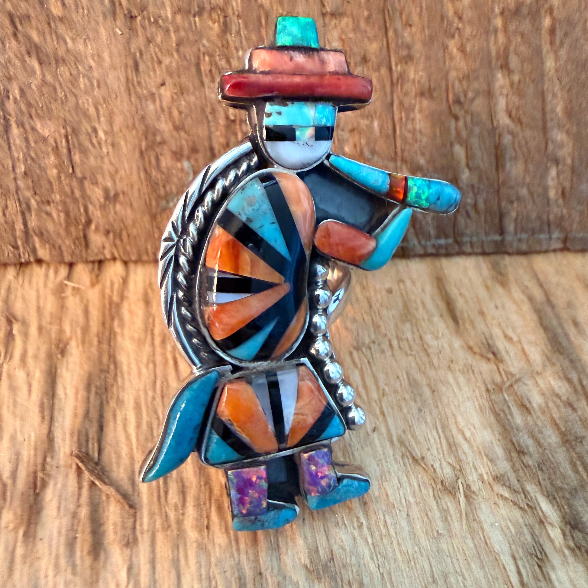 Native Inspired Turquoise Inlay Colorful Ring In 925 Sterling Silver Adjustable, 2 Inch Wild West Boho