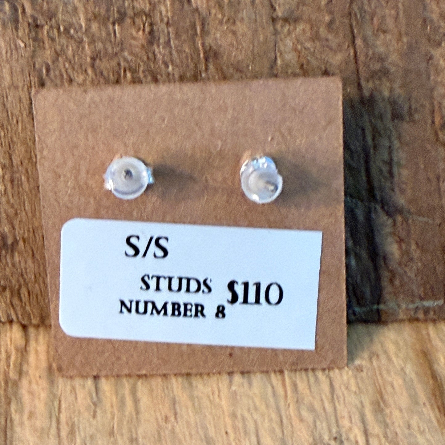 Native Inspired Number 8 Turquoise Gemstone Sterling Silver Stud Earrings Wild West Boho