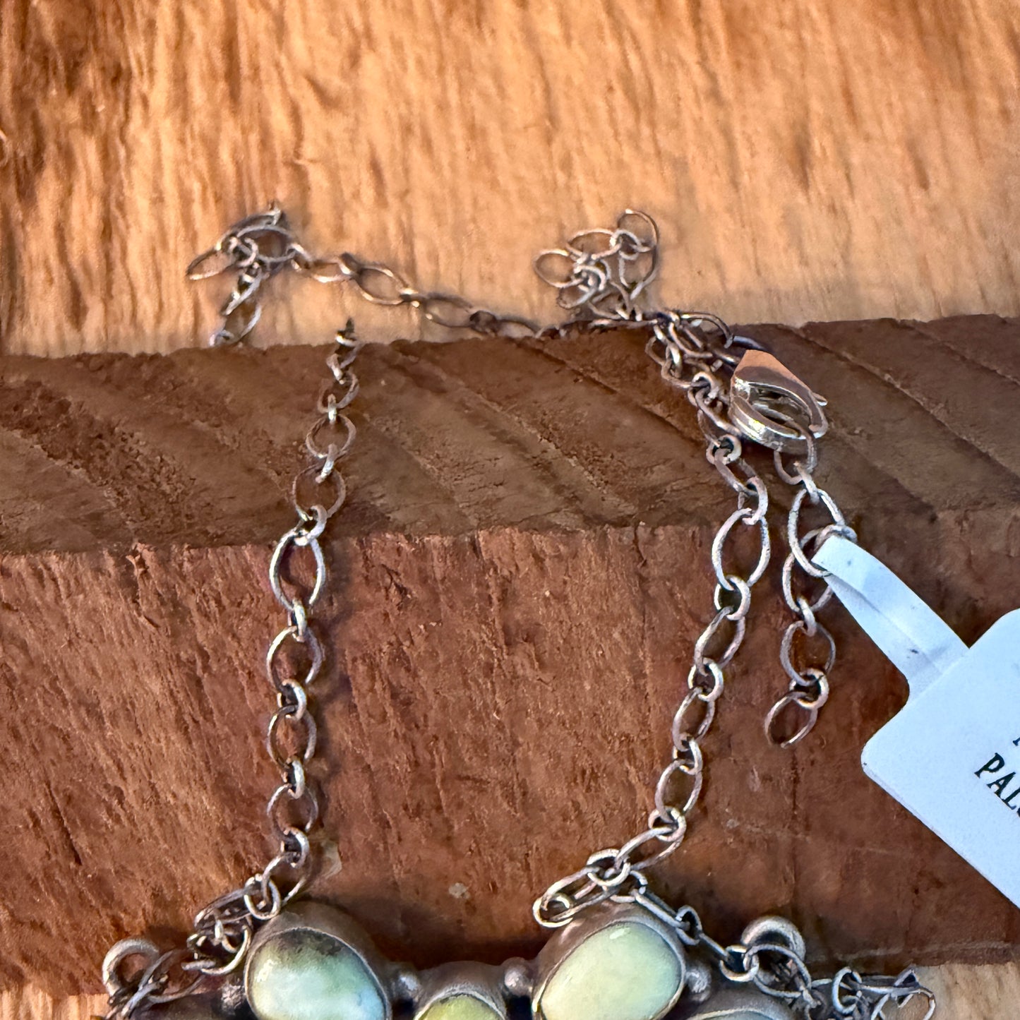 Native Inspired Palomino Turquoise Seven Gemstone Cluster Sterling Bar Pendant Wild West Boho