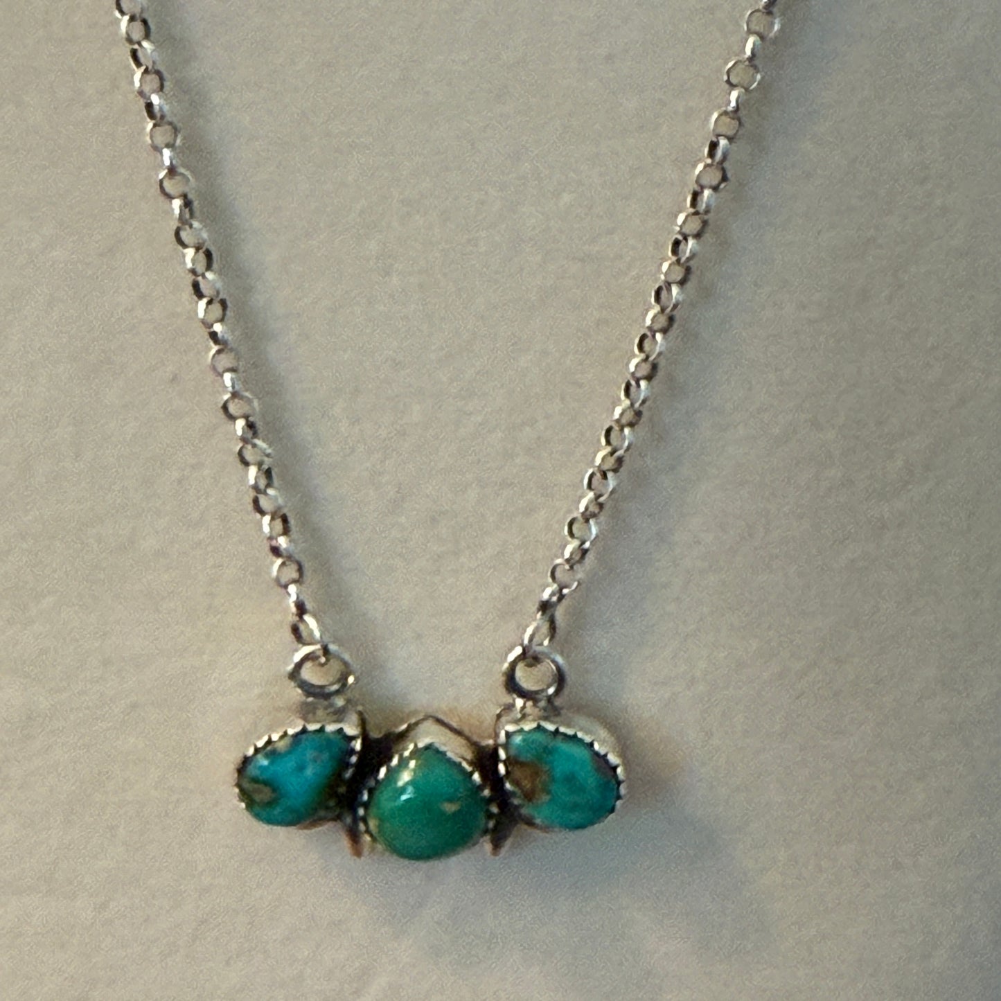 Native Inspired Sonoran Gold Turquoise Three Gemstone Cluster Necklace Wild West Boho