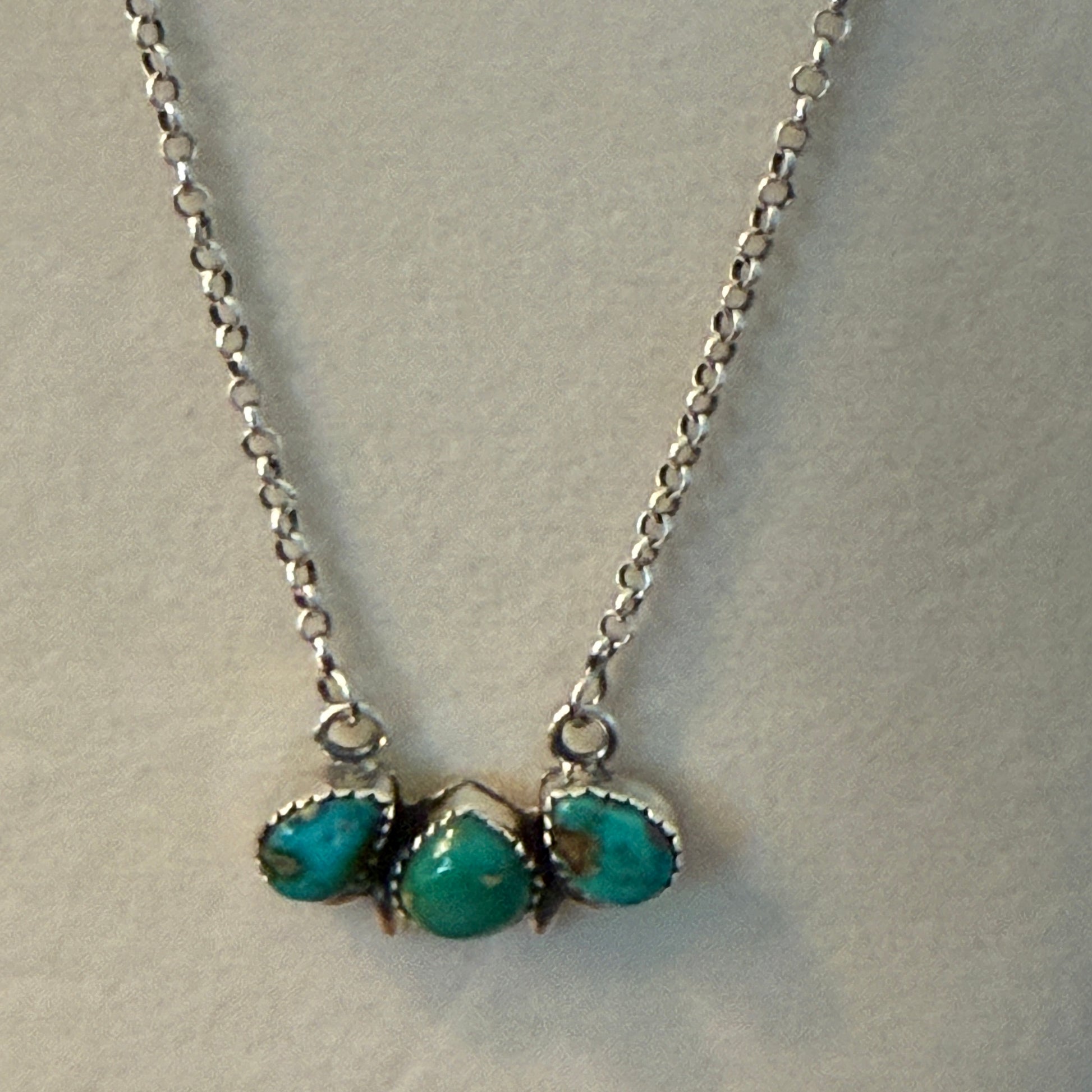 Native Inspired Sonoran Gold Turquoise Three Gemstone Cluster Necklace Wild West Boho