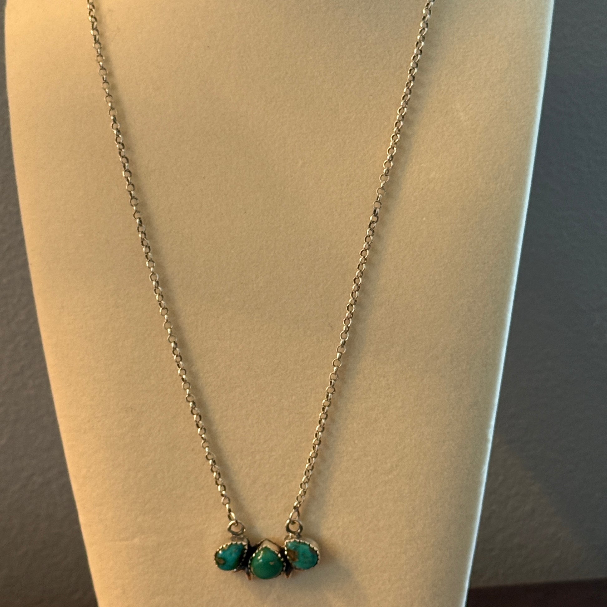 Native Inspired Sonoran Gold Turquoise Three Gemstone Cluster Necklace Wild West Boho