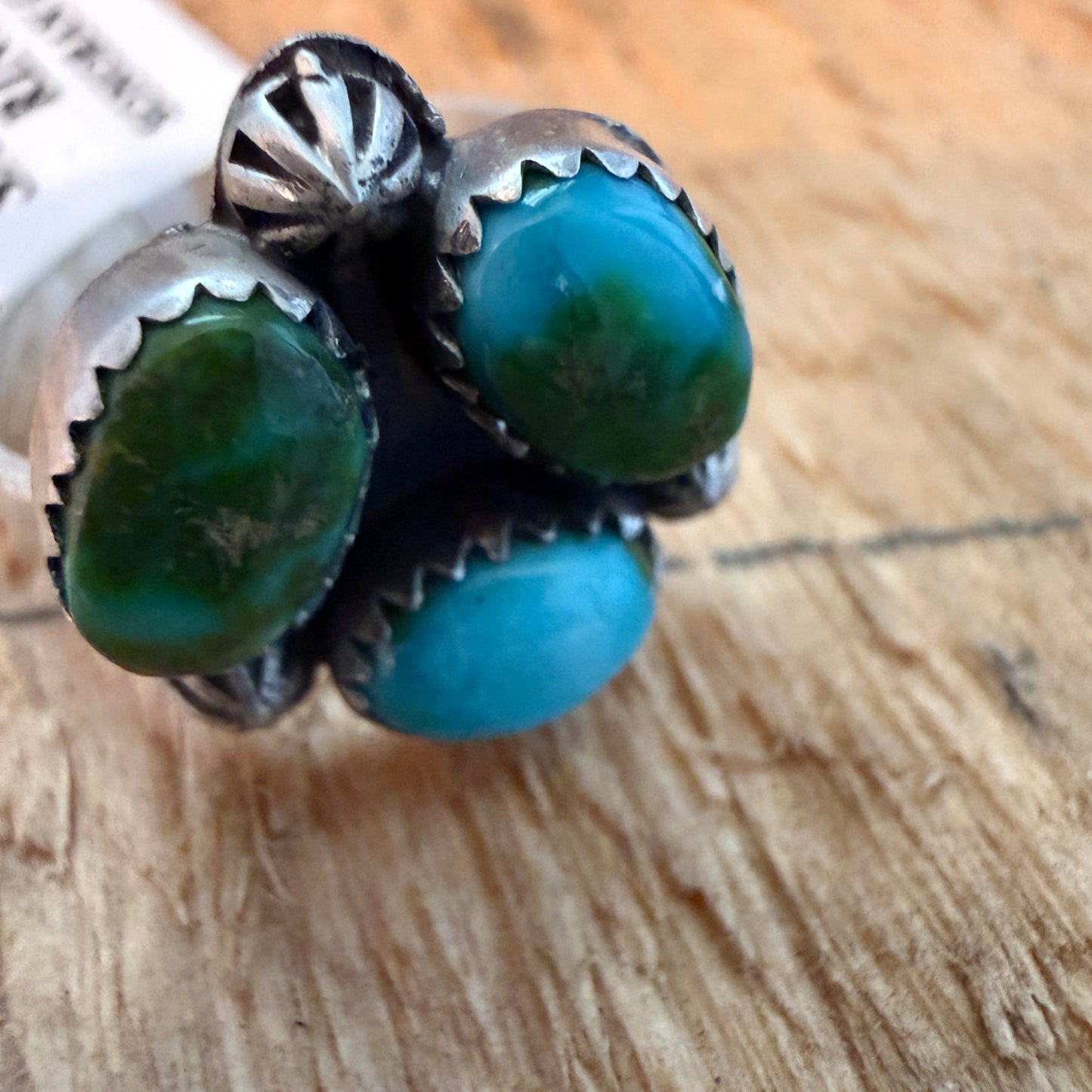 Sonoran Gold Turquoise Three Gemstone Cluster Ring In Sterling Silver Adjustable Wild West Boho