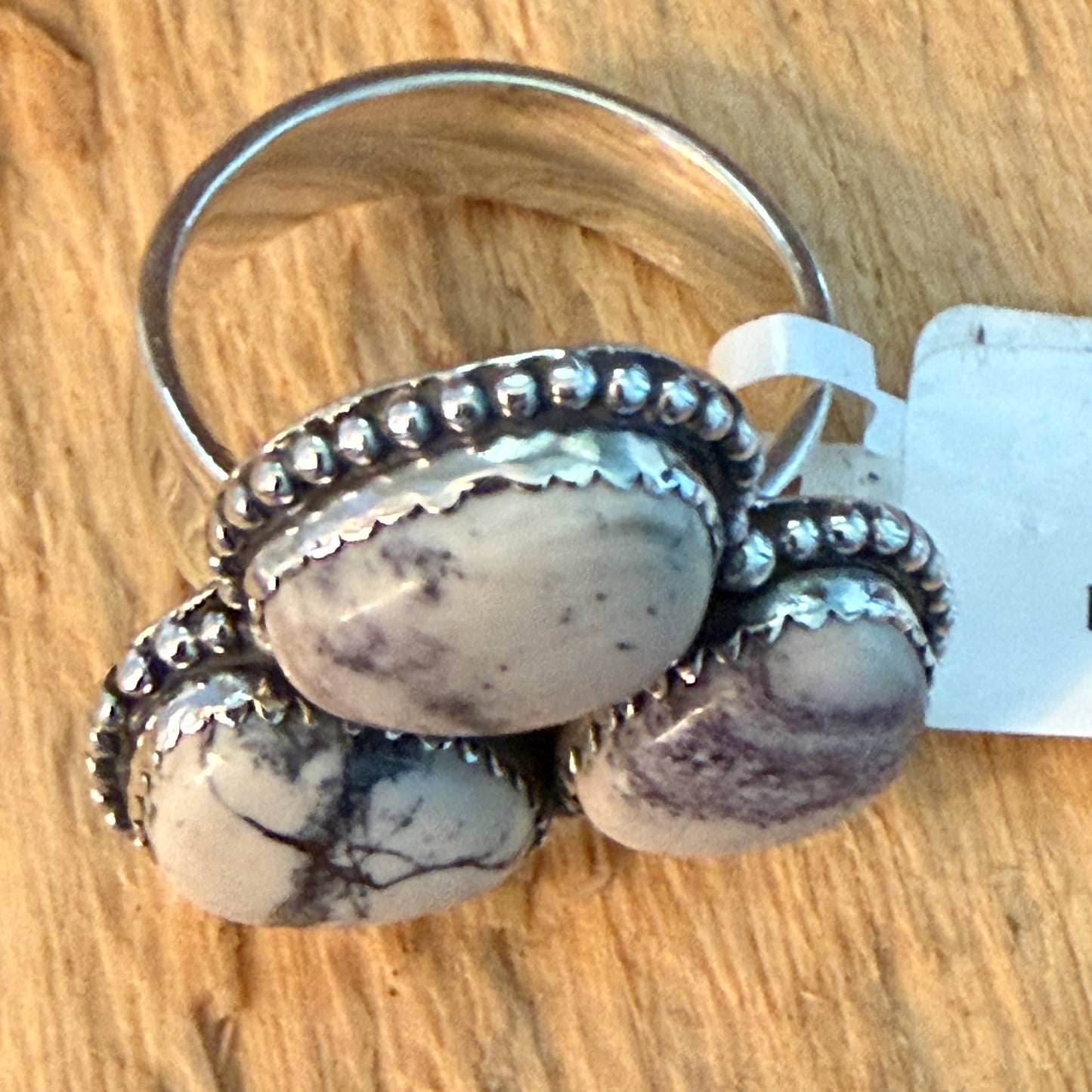 Handcrafted Porcelain Jasper Turquoise 3 Gemstone Cluster Ring Sterling Silver Wild West Boho