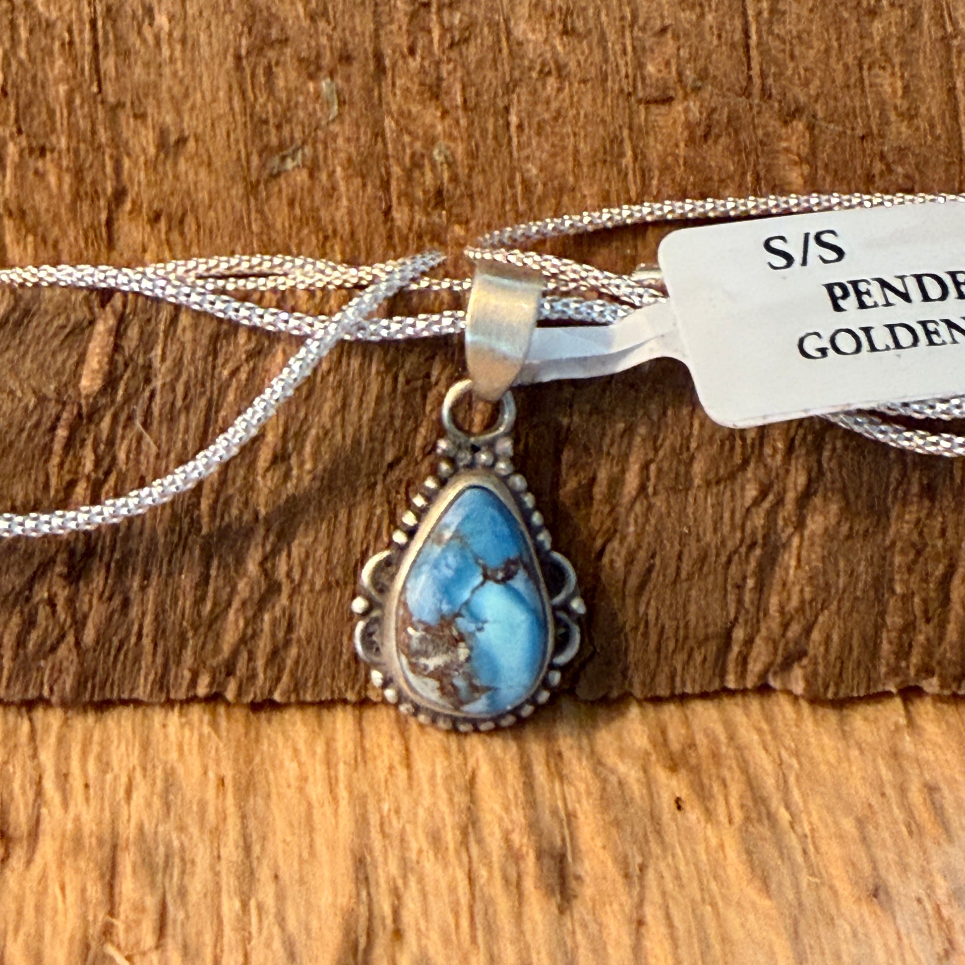 Golden Hill Turquoise Sterling Silver Necklace 18 Inch Chain Wild West Boho