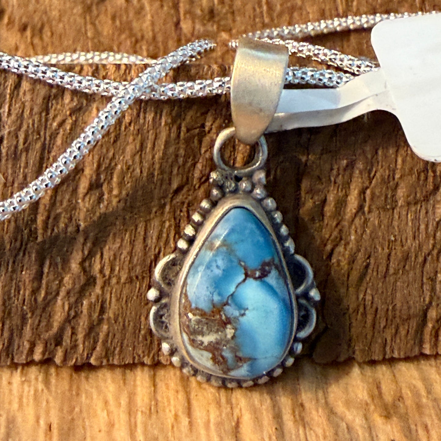 Golden Hill Turquoise Sterling Silver Necklace 18 Inch Chain Wild West Boho
