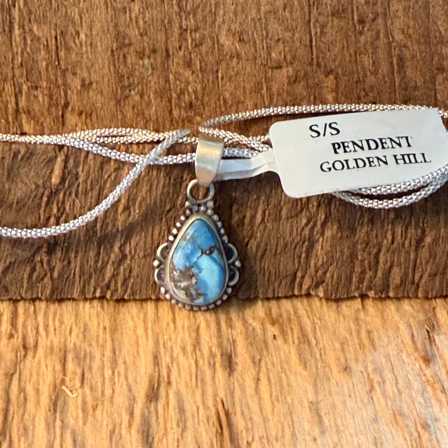 Golden Hill Turquoise Sterling Silver Necklace 18 Inch Chain Wild West Boho