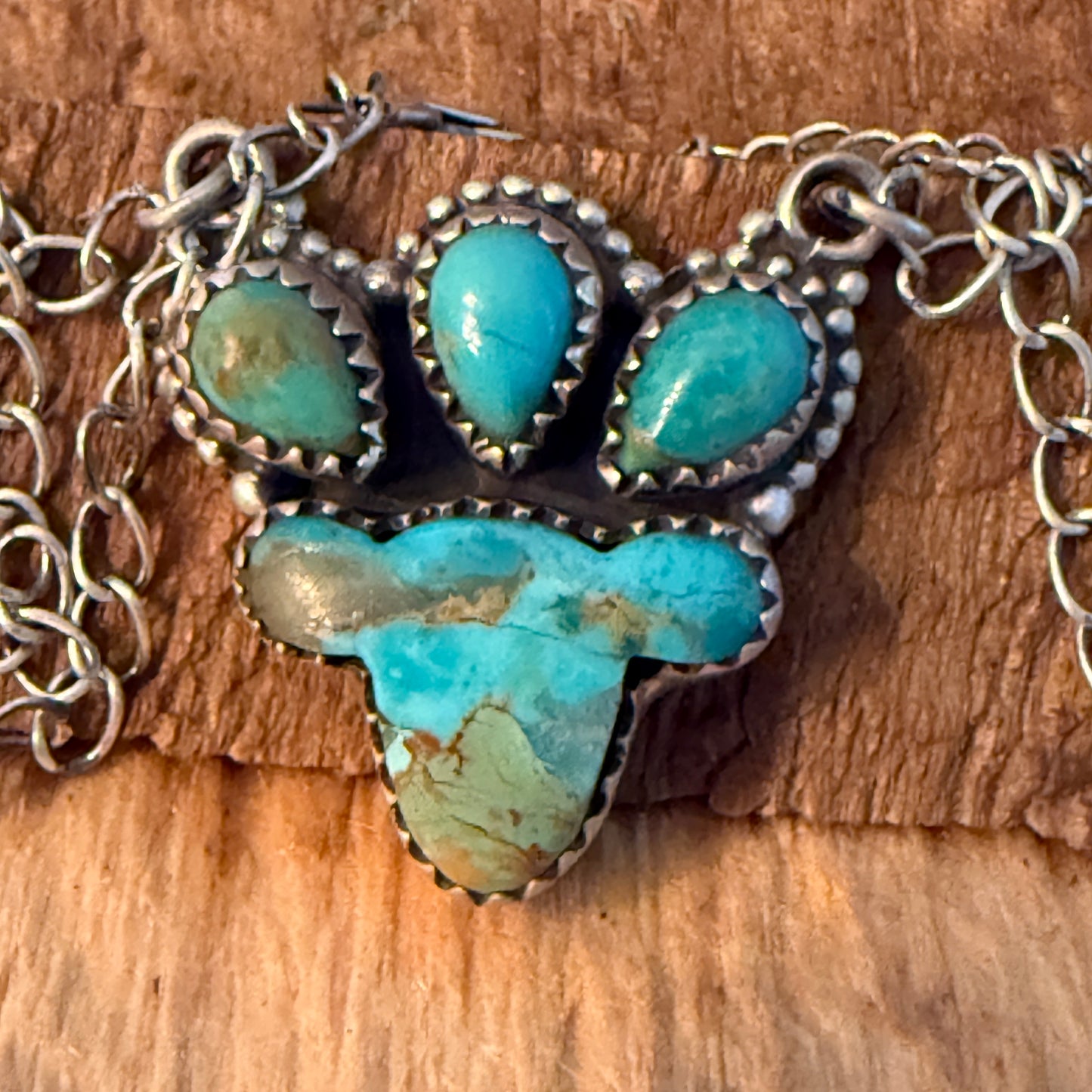 Handcrafted Turquoise Number Eight Gemstone Cluster Necklace In Sterling Silver Wild West Boho