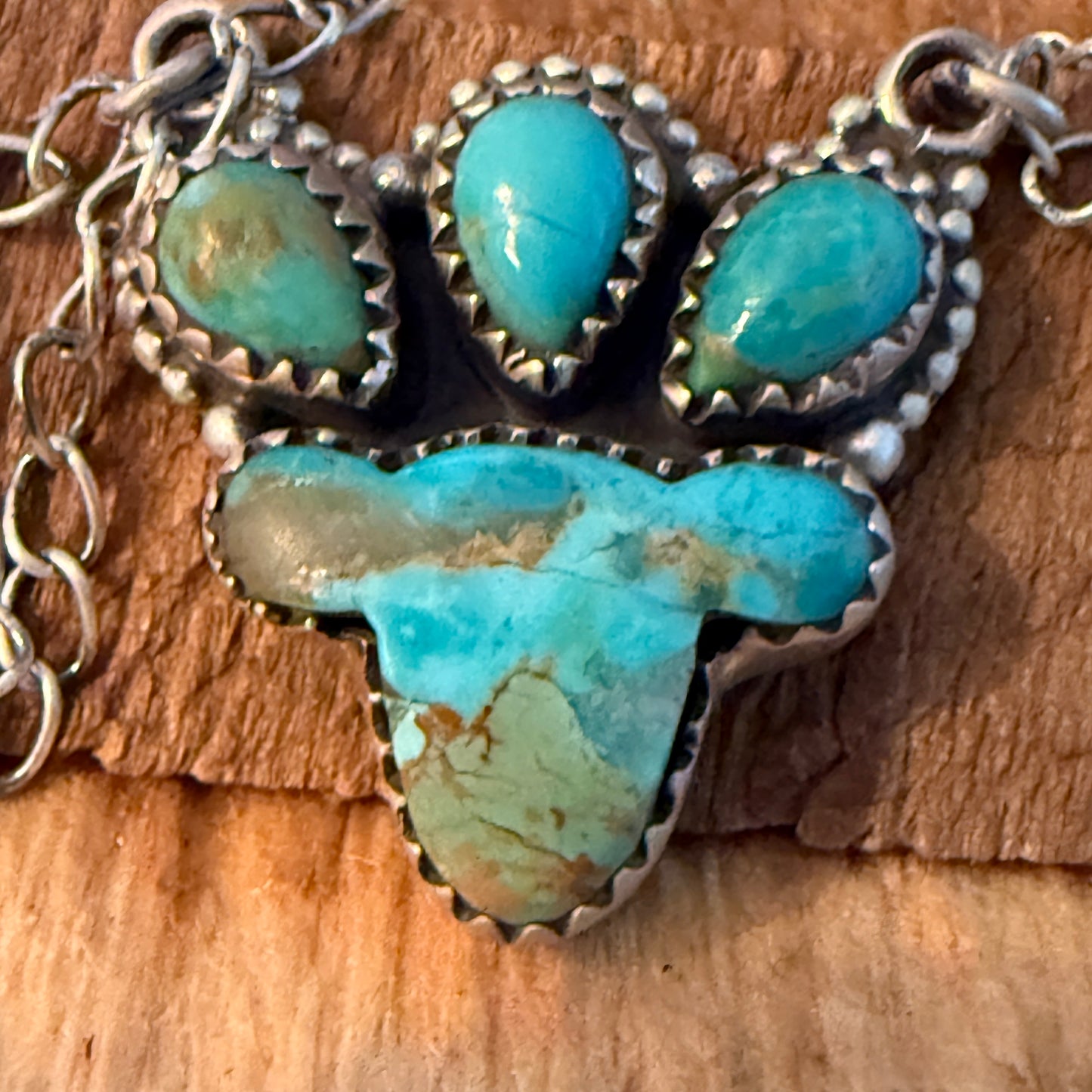 Handcrafted Turquoise Number Eight Gemstone Cluster Necklace In Sterling Silver Wild West Boho
