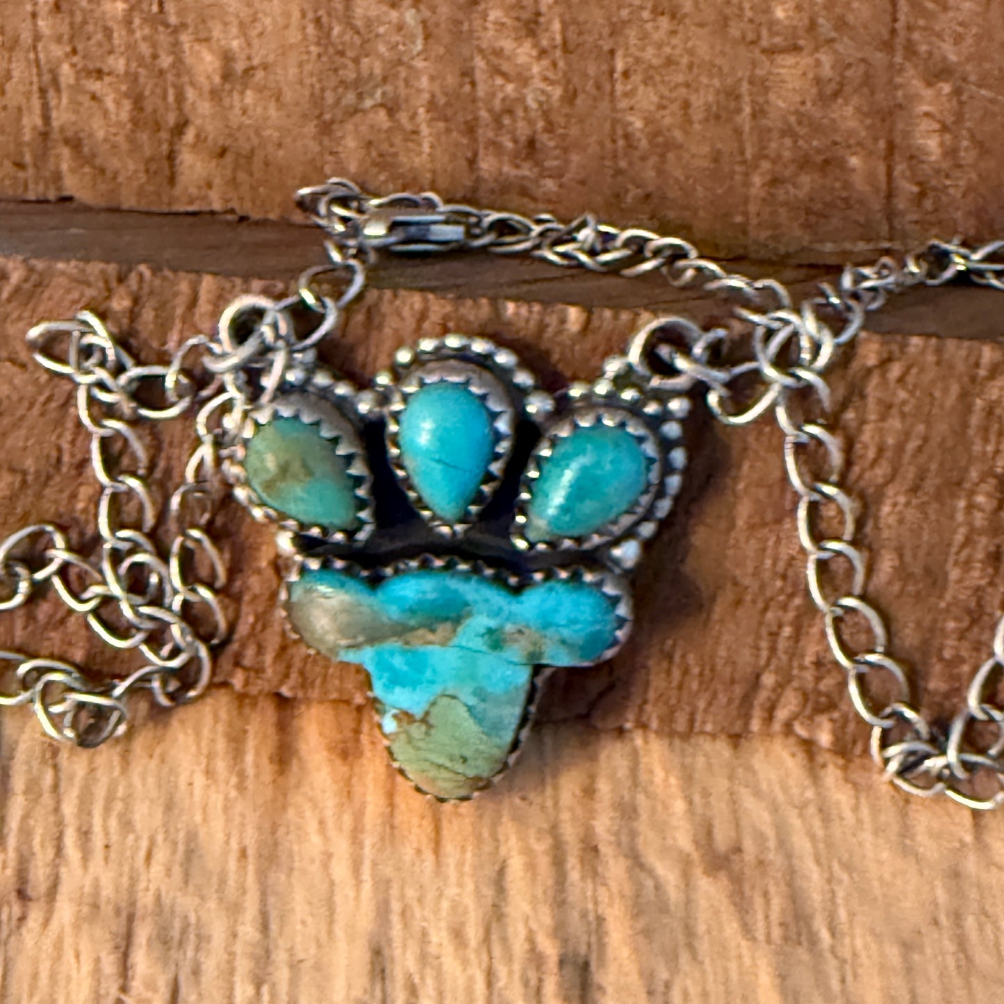 Handcrafted Turquoise Number Eight Gemstone Cluster Necklace In Sterling Silver Wild West Boho