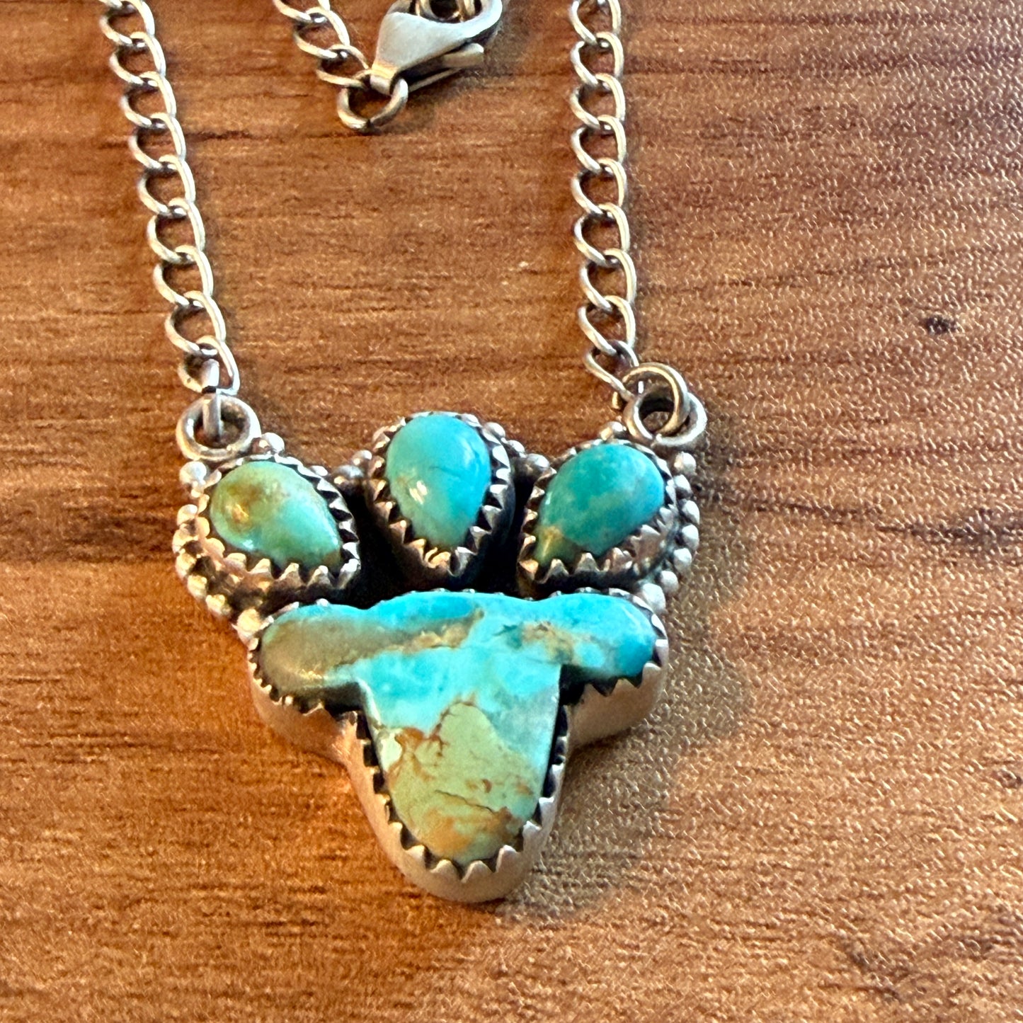 Handcrafted Turquoise Number Eight Gemstone Cluster Necklace In Sterling Silver Wild West Boho