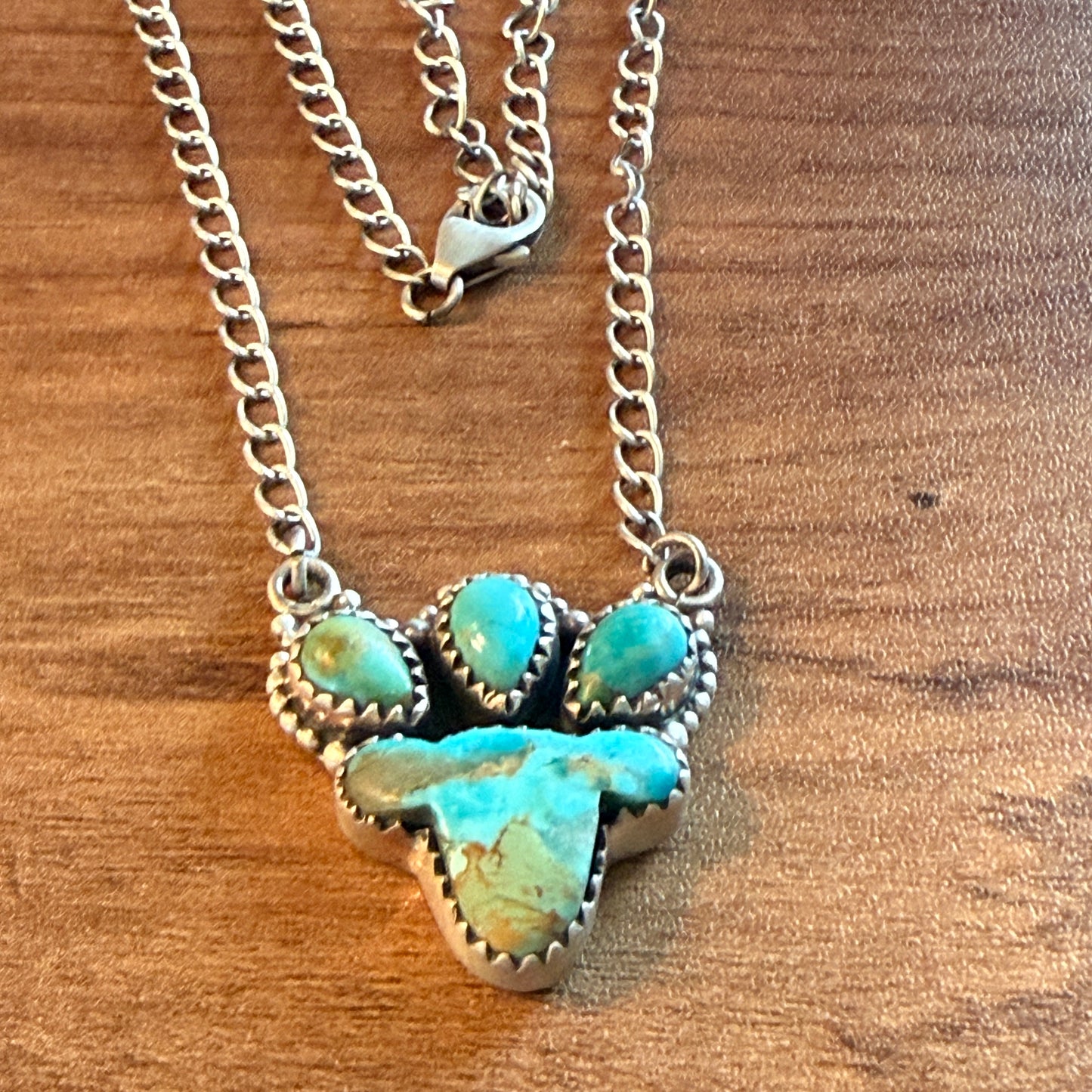 Handcrafted Turquoise Number Eight Gemstone Cluster Necklace In Sterling Silver Wild West Boho