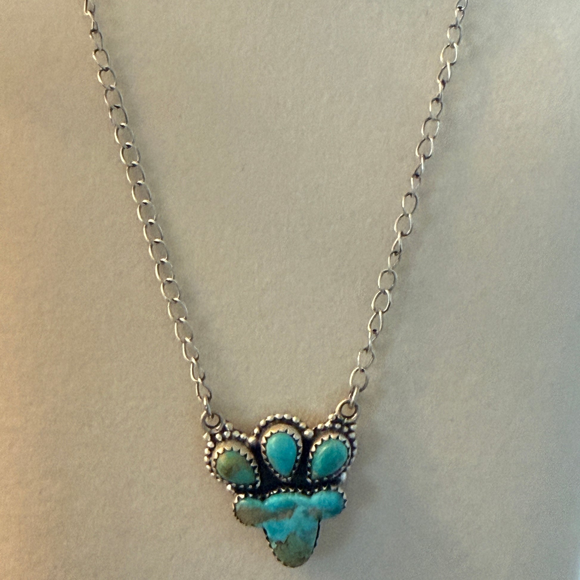 Handcrafted Turquoise Number Eight Gemstone Cluster Necklace In Sterling Silver Wild West Boho