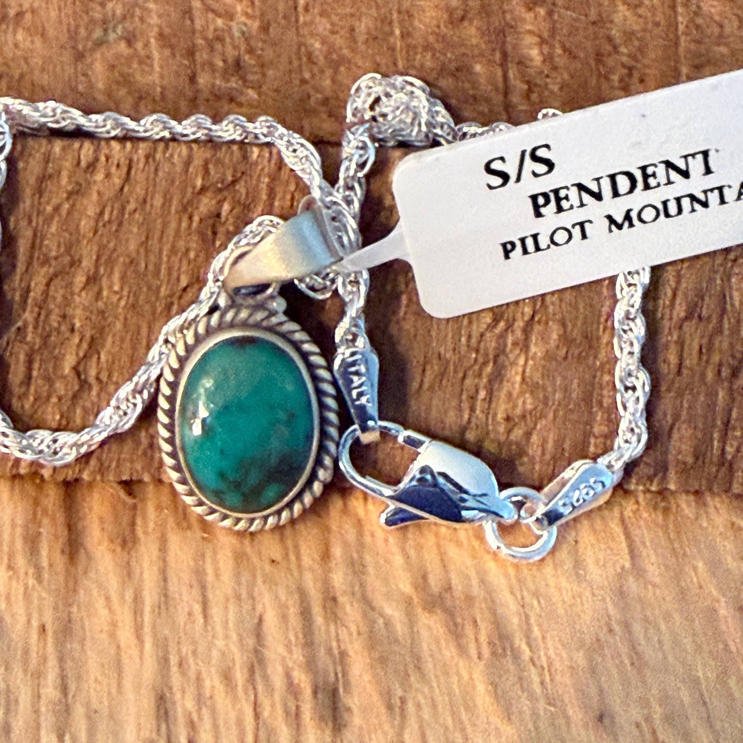 Handcrafted Pilot Mountain Gemstone Sterling Silver Necklace 18 Inch Chain Wild West Boho