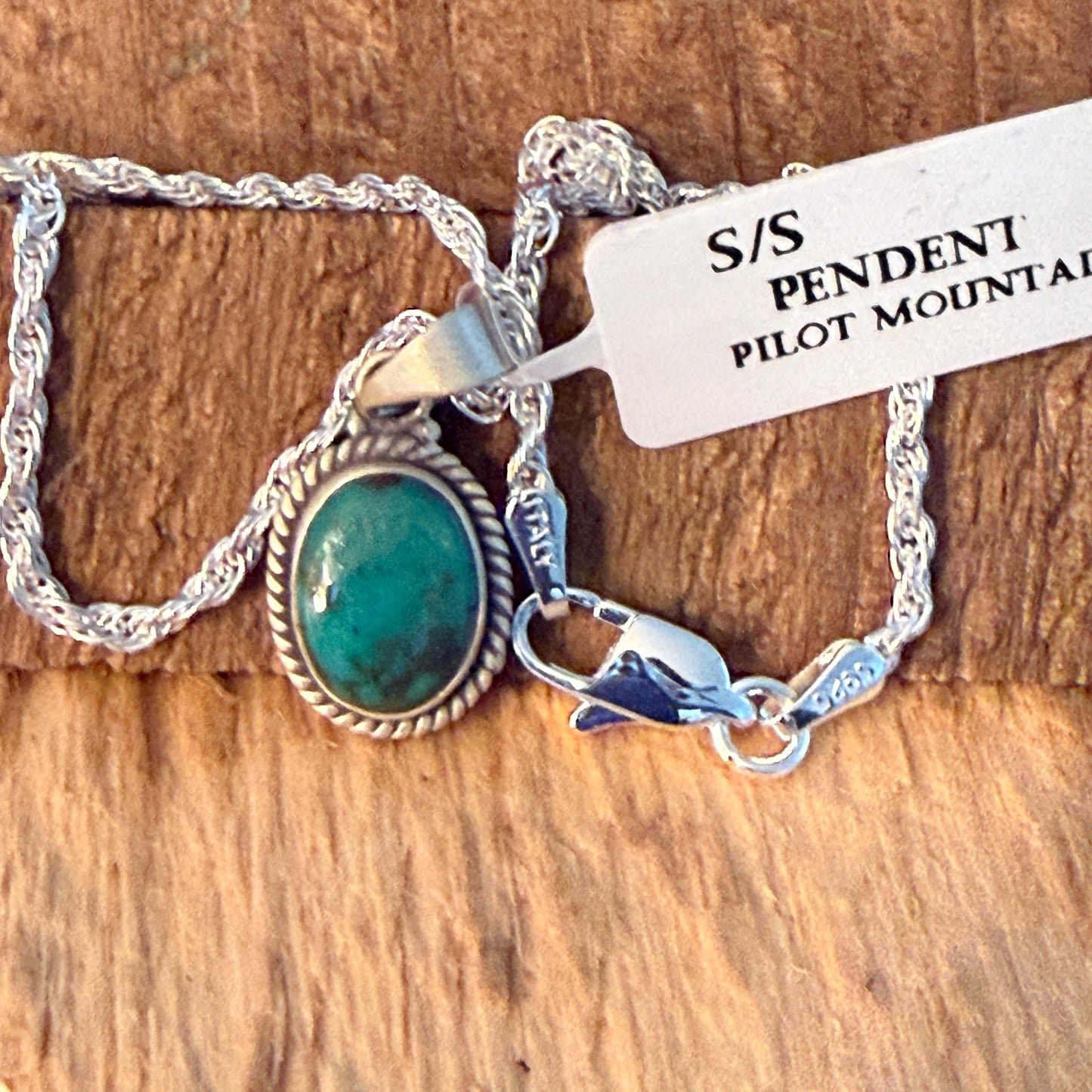 Handcrafted Pilot Mountain Gemstone Sterling Silver Necklace 18 Inch Chain Wild West Boho