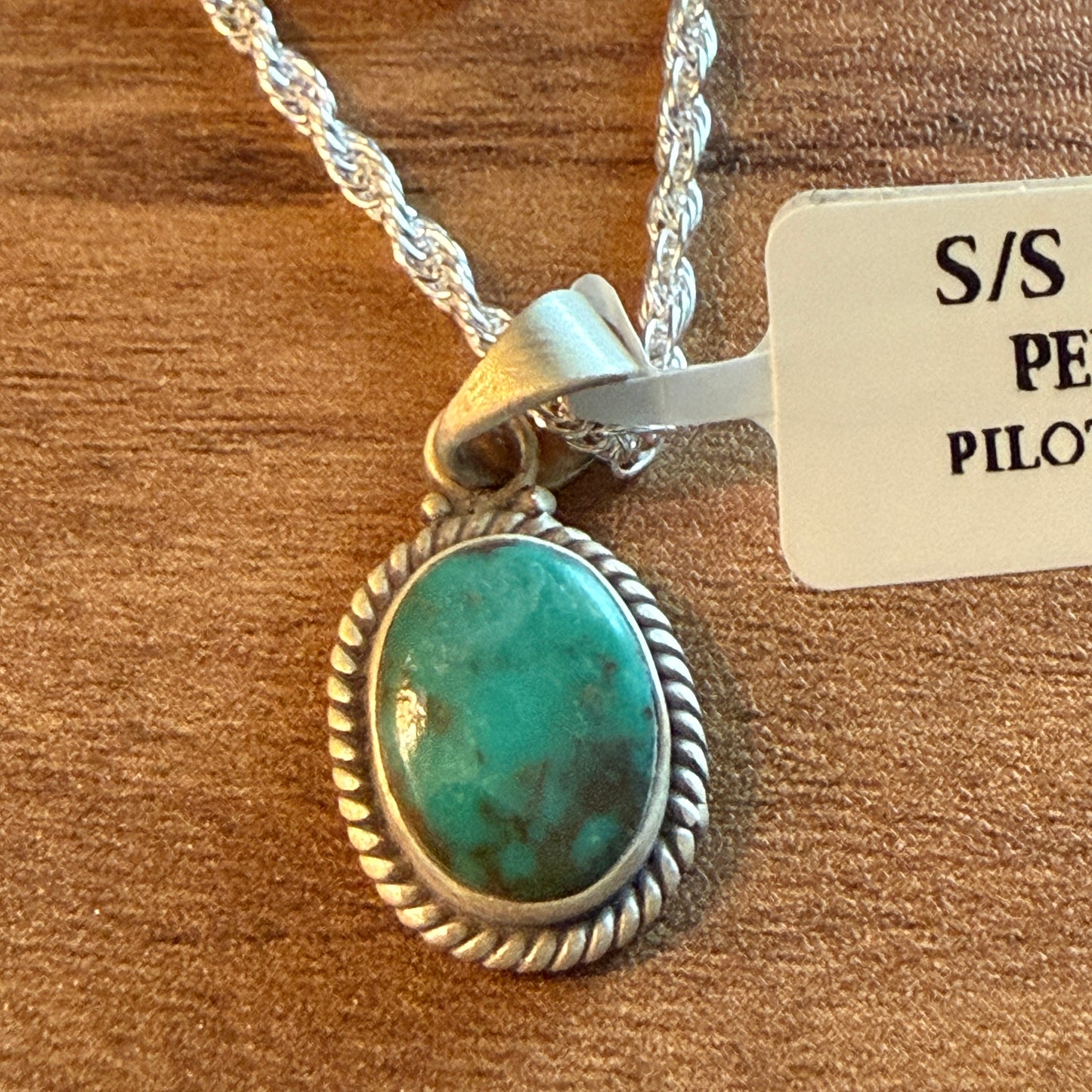 Handcrafted Pilot Mountain Gemstone Sterling Silver Necklace 18 Inch Chain Wild West Boho
