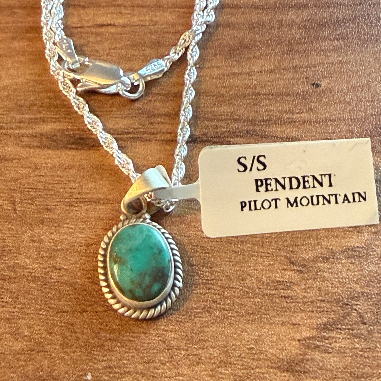 Handcrafted Pilot Mountain Gemstone Sterling Silver Necklace 18 Inch Chain Wild West Boho