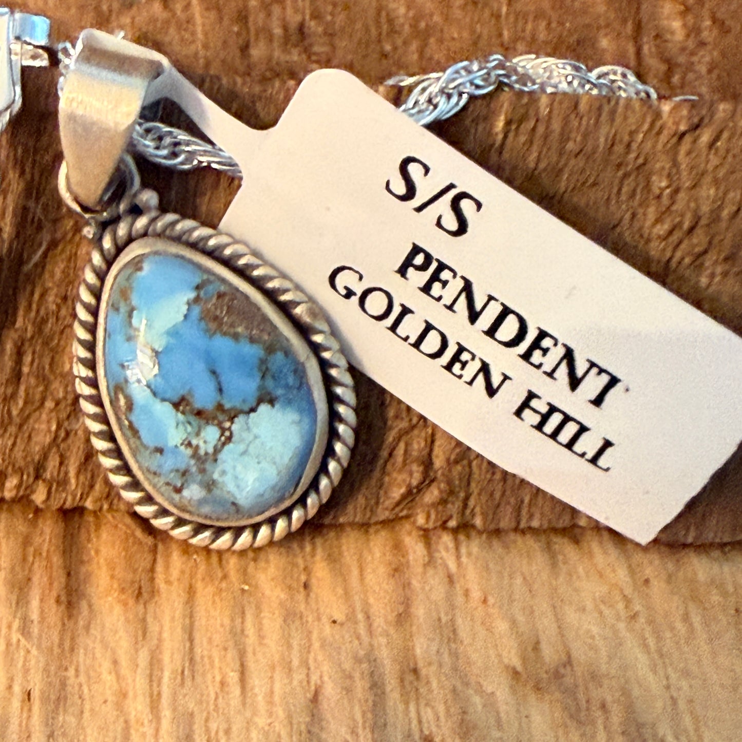 Handcrafted Golden Hill Gemstone Sterling Silver Necklace 18 Inch Chain Wild West Boho