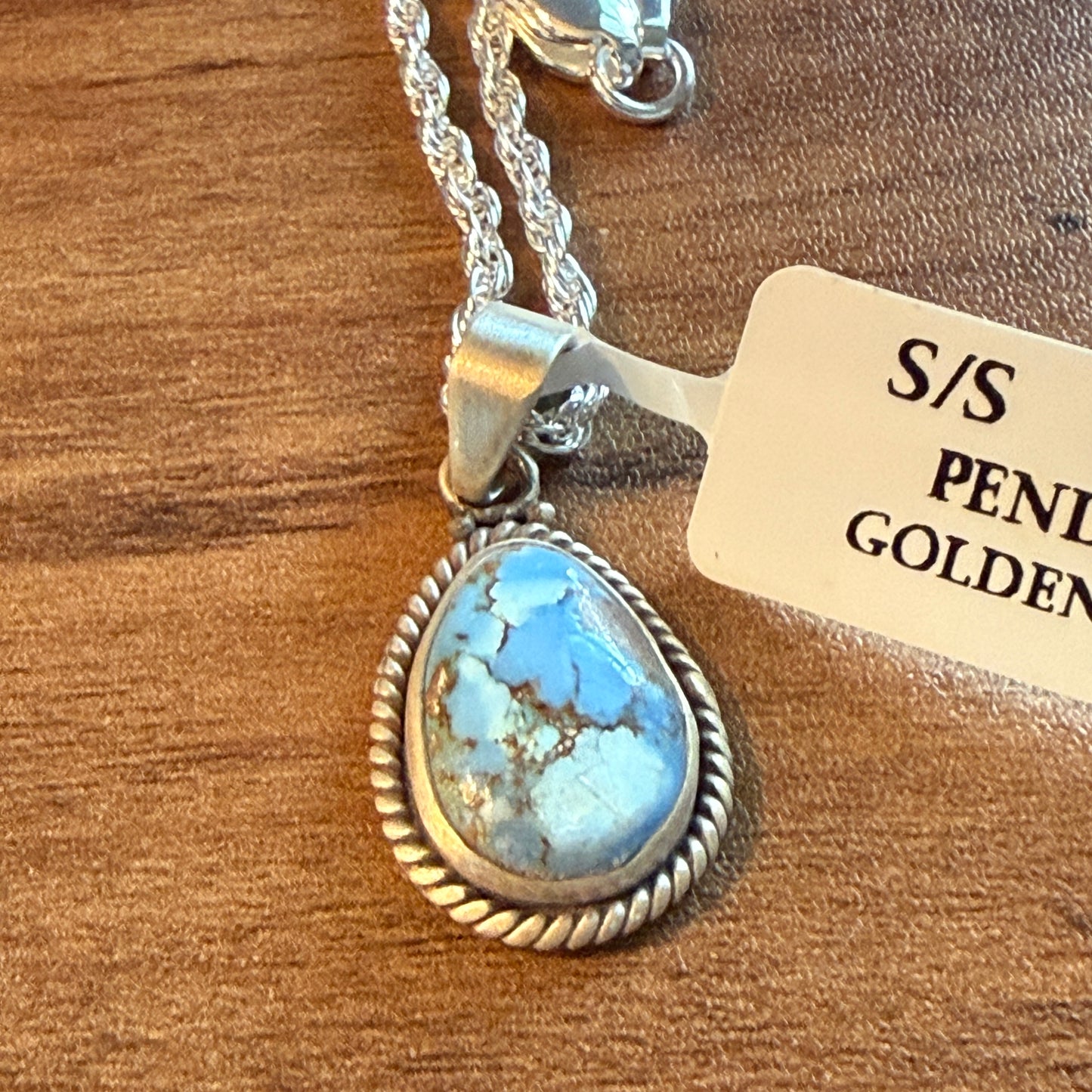 Handcrafted Golden Hill Gemstone Sterling Silver Necklace 18 Inch Chain Wild West Boho