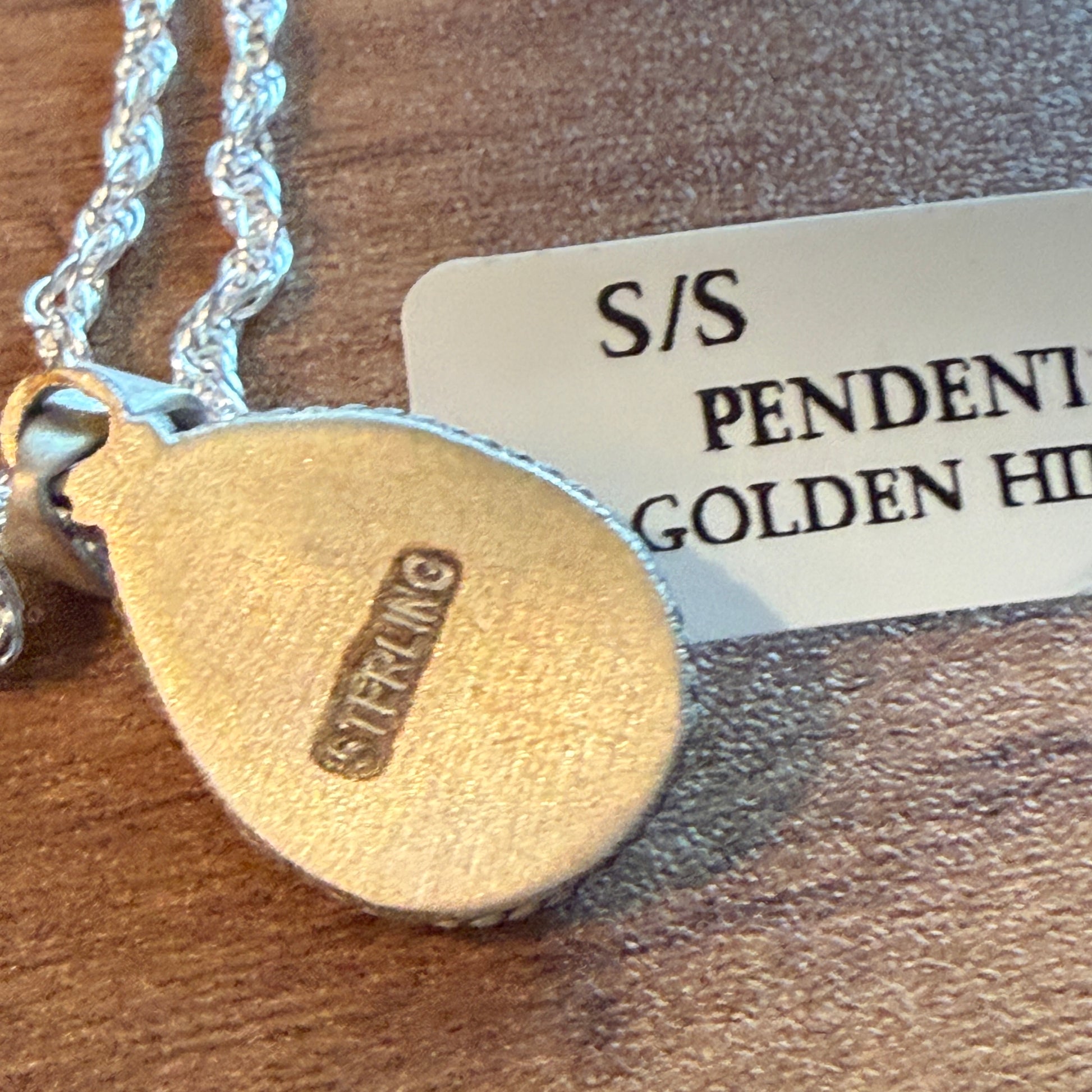 Handcrafted Golden Hill Gemstone Sterling Silver Necklace 18 Inch Chain Wild West Boho