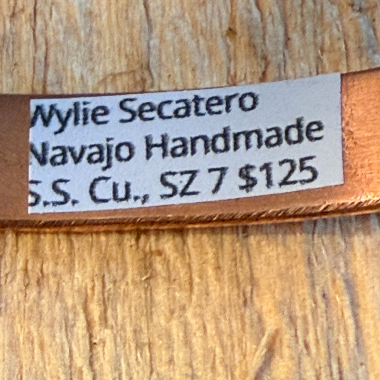 Handcrafted Wylie Secatero Signed Copper Sterling Silver Cuff Bracelet, Size 7 Wild West Boho