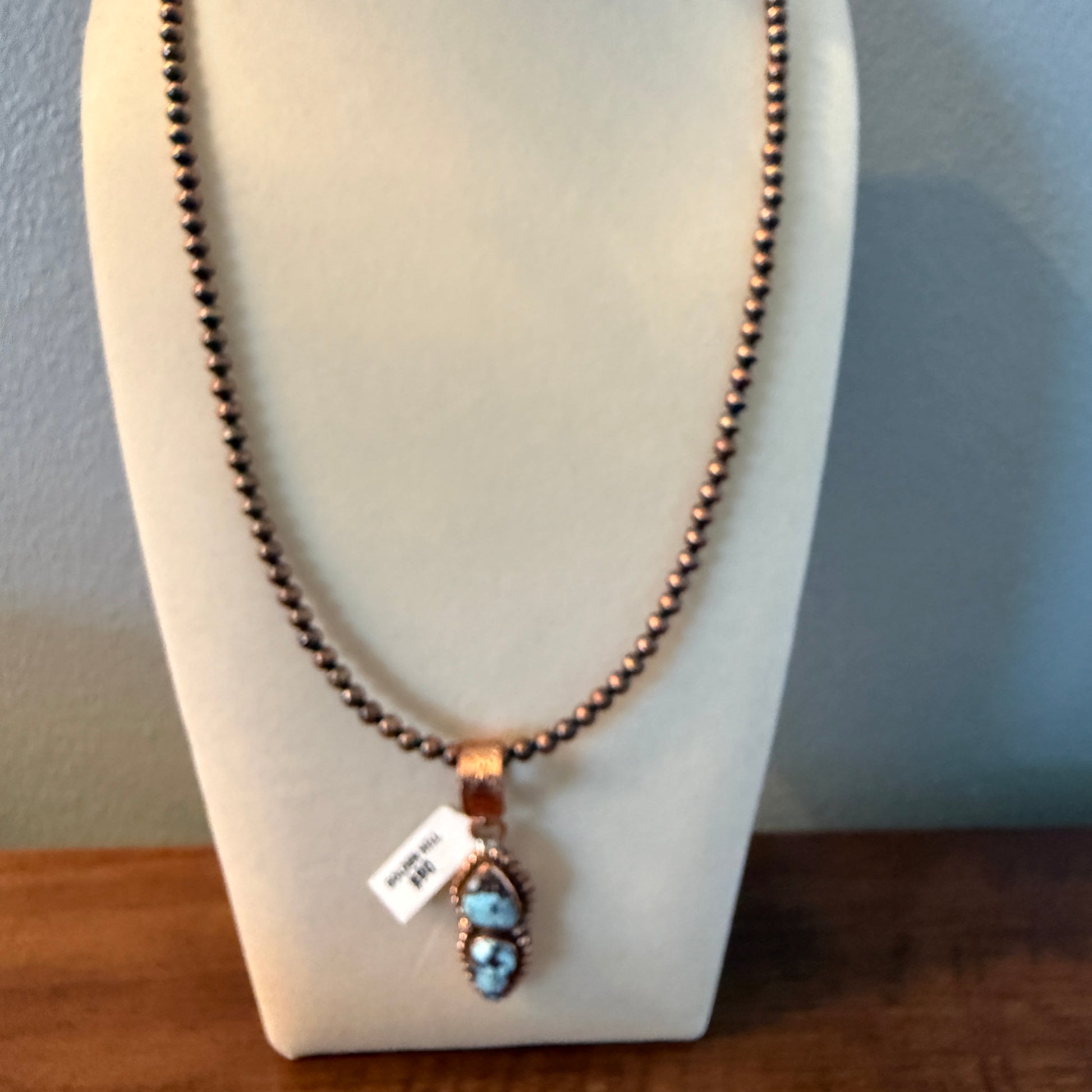 Handcrafted Golden Hill Turquoise Pendant With Copper Chain 18 Inch Necklace Wild West Boho