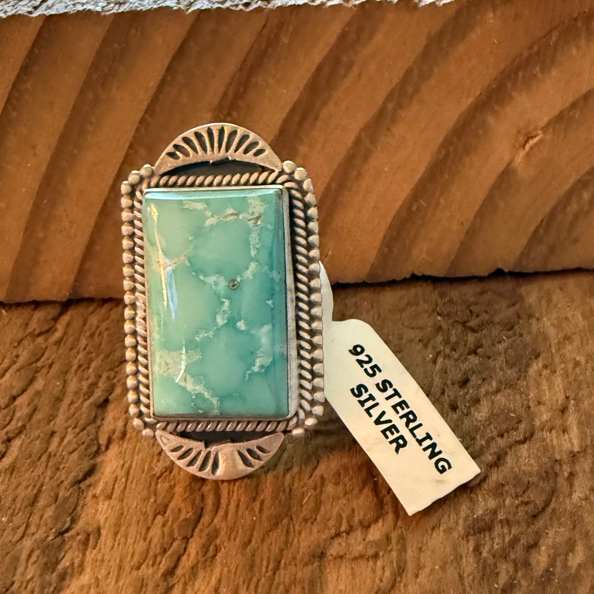 Handcrafted Dry Creek Turquoise Gemstone Ring Sterling Silver Adjustable Wild West Boho