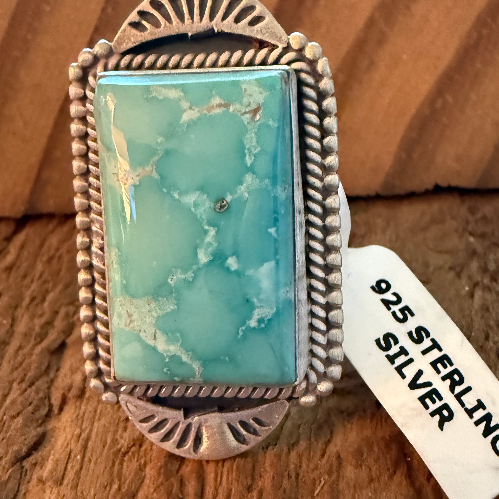 Handcrafted Dry Creek Turquoise Gemstone Ring Sterling Silver Adjustable Wild West Boho