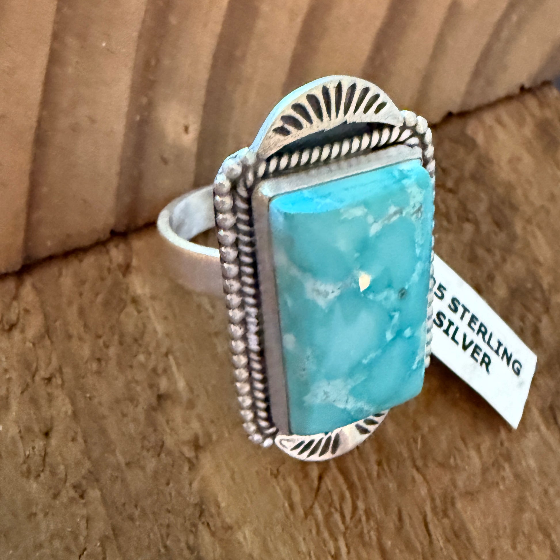Handcrafted Dry Creek Turquoise Gemstone Ring Sterling Silver Adjustable Wild West Boho