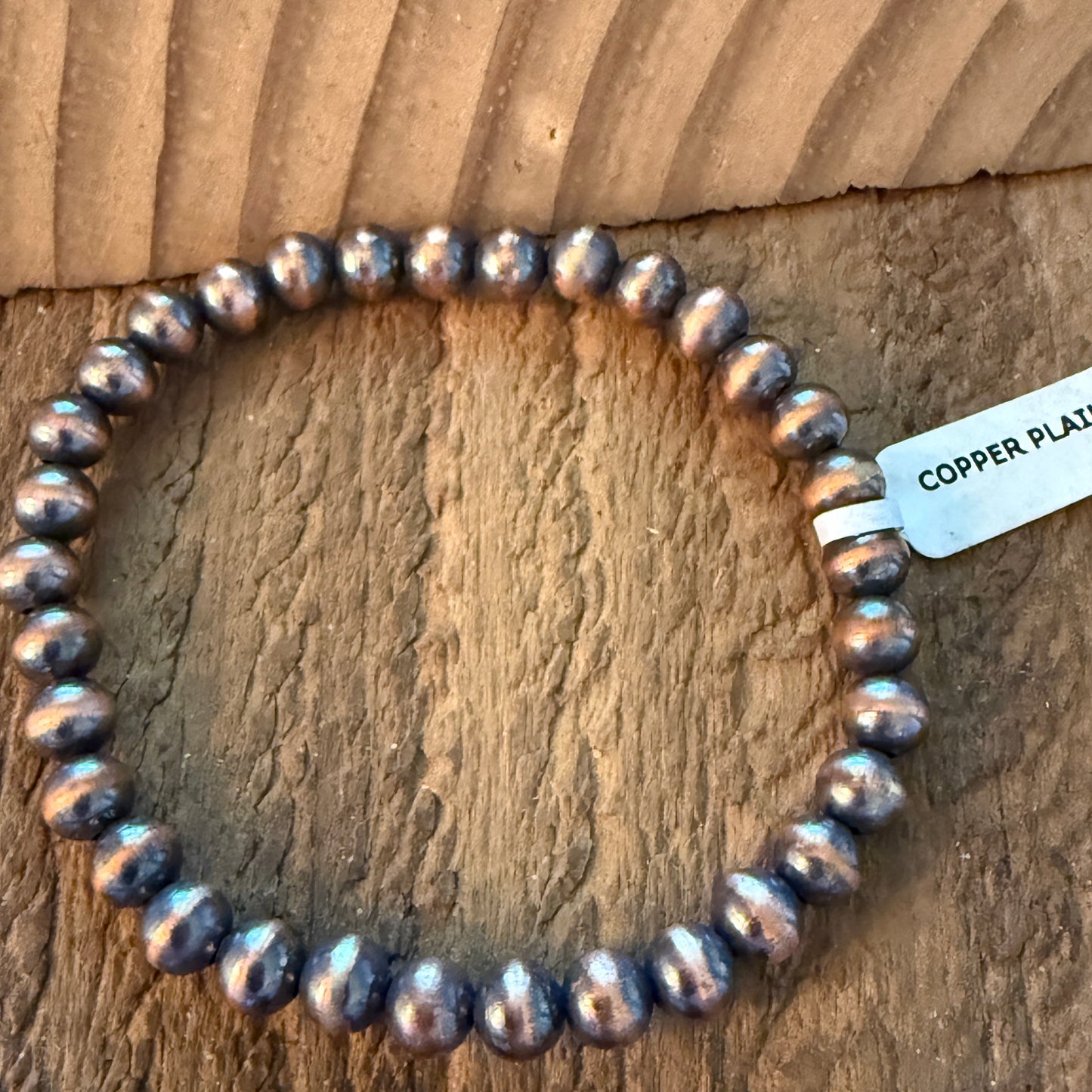 Handcrafted Genuine Copper Pearl Stretch Bracelet 4 mm for Everyday Layering Wild West Boho