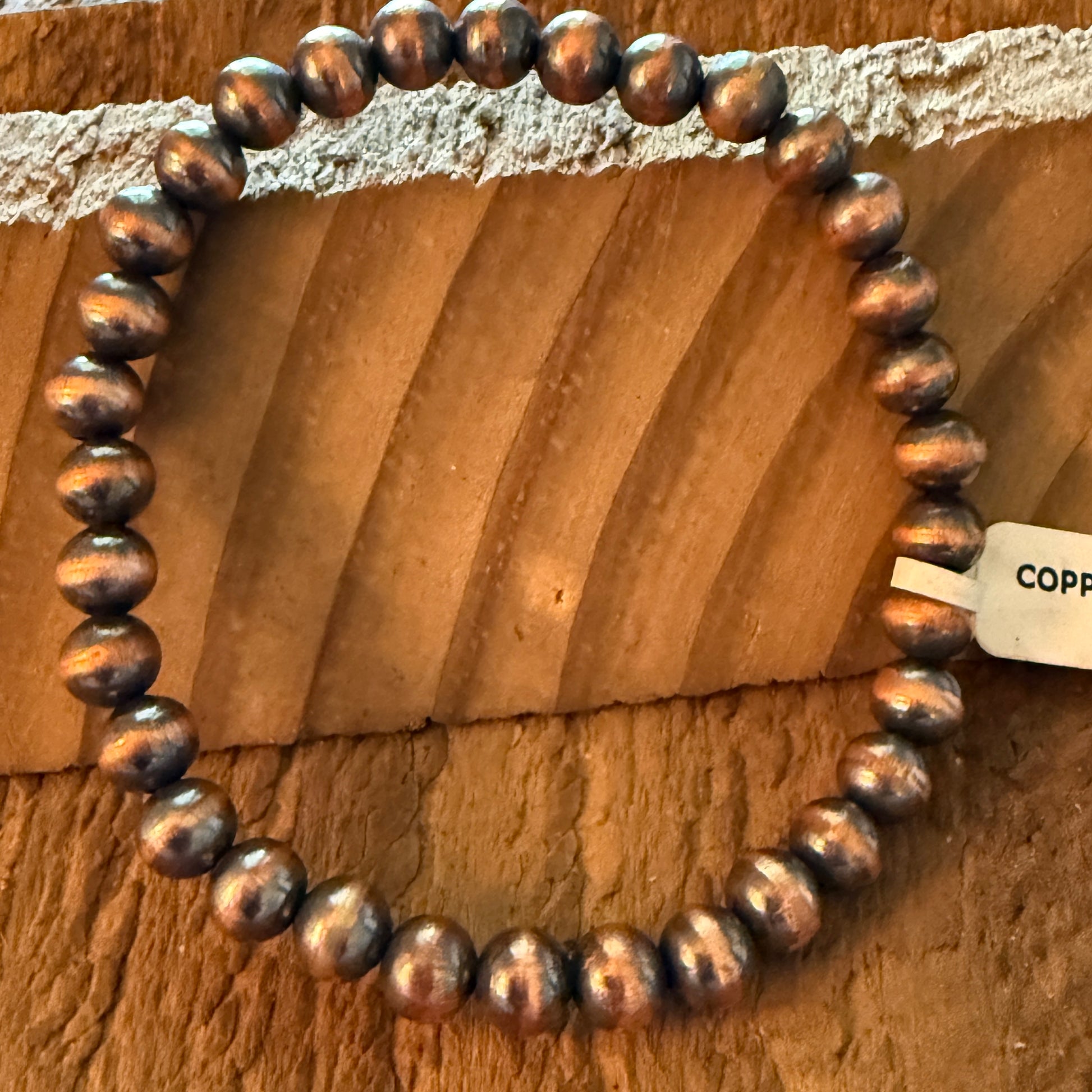 Handcrafted Genuine Copper Pearl Stretch Bracelet 4 mm for Everyday Layering Wild West Boho