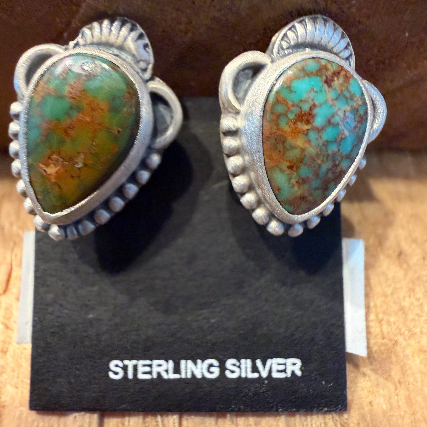 Pilot Mountain Turquoise Stud Earrings In 925 Sterling Silver Wild West Boho