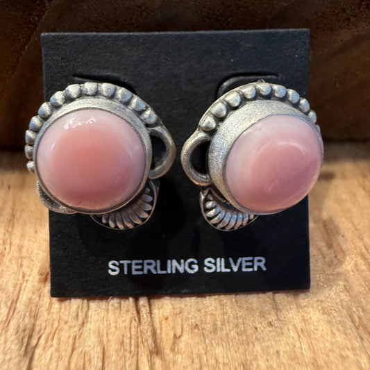 Pink Conch Stud Earrings 925 Sterling Silver Handcrafted Wild West Boho