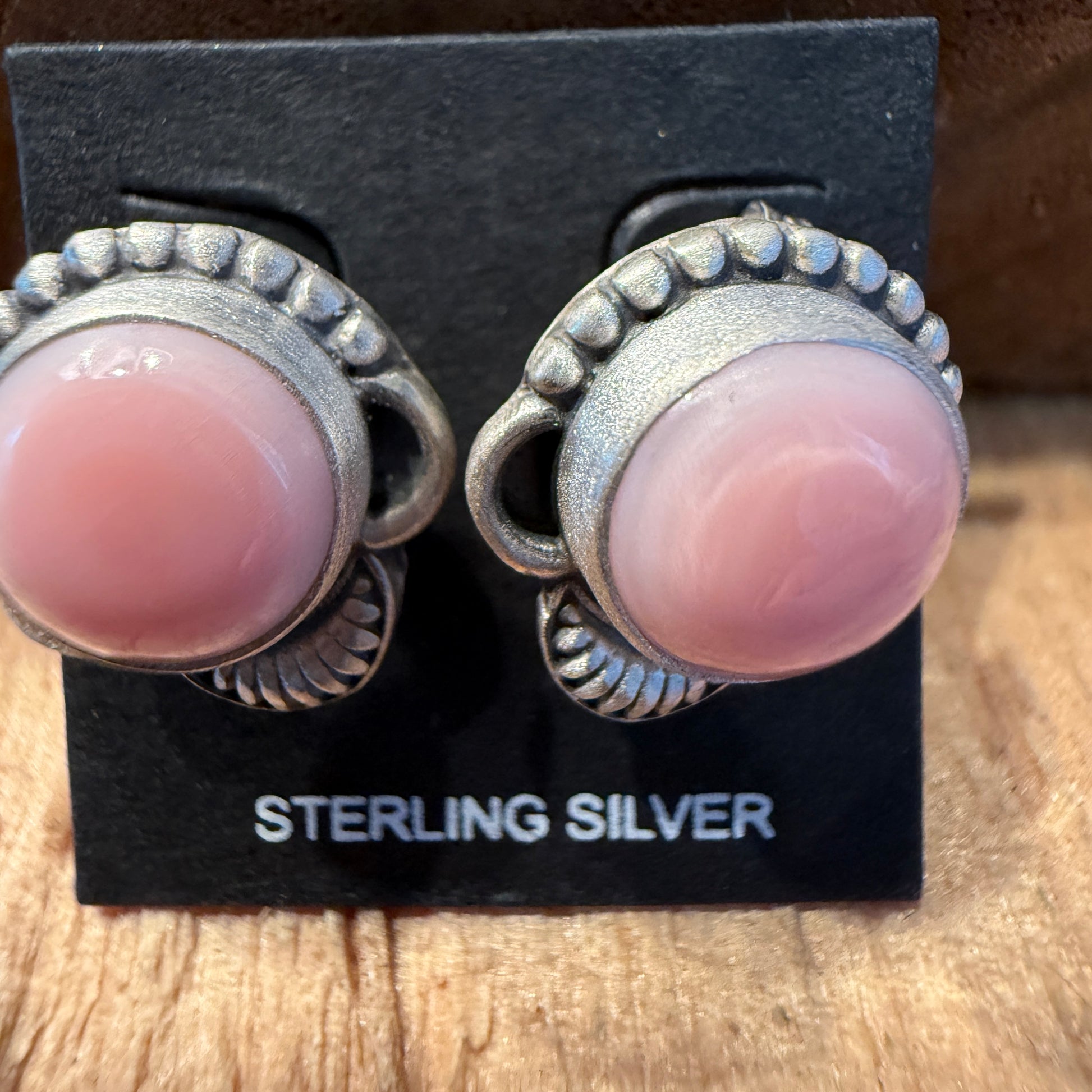 Pink Conch Stud Earrings 925 Sterling Silver Handcrafted Wild West Boho