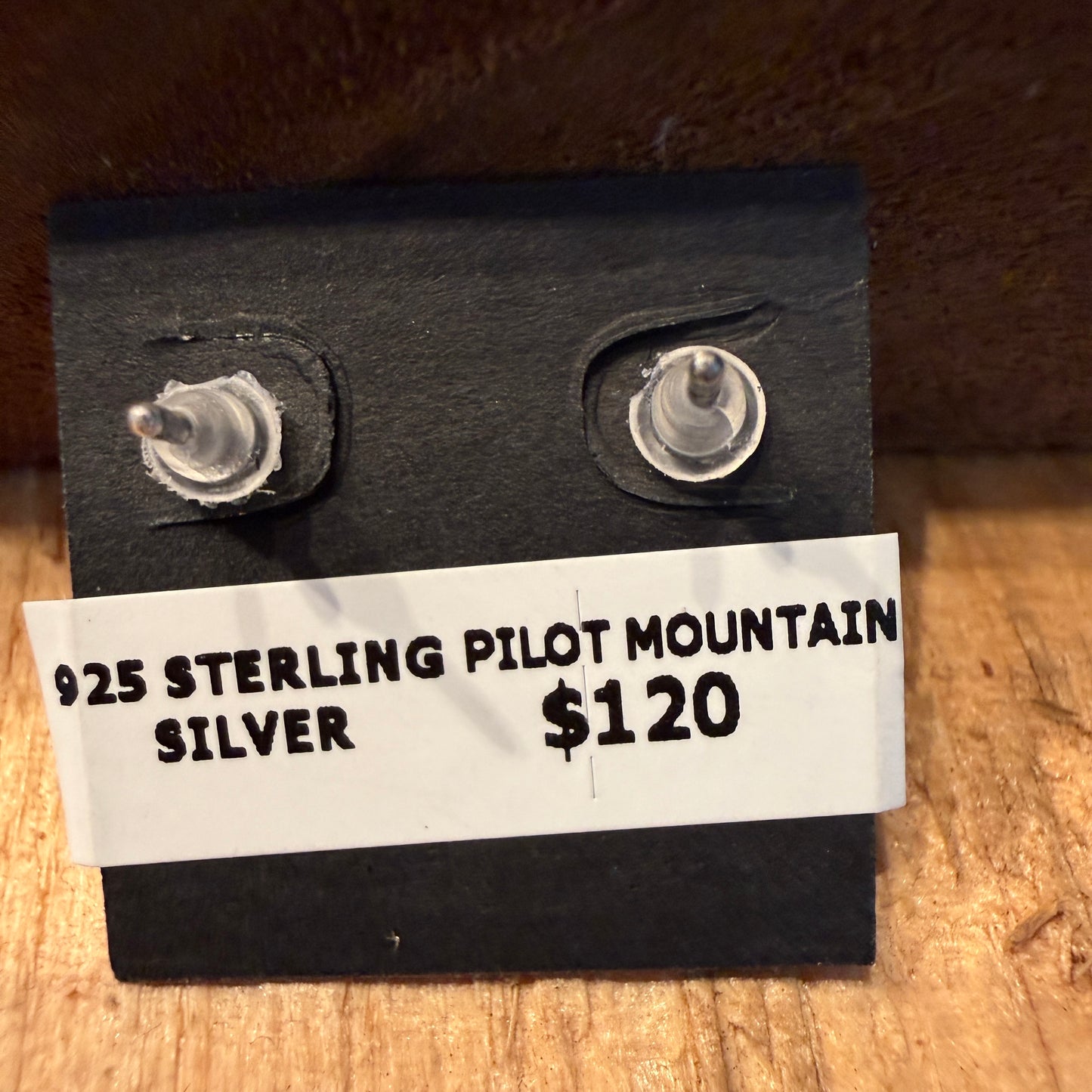 Handcrafted Pilot Mountain Turquoise Stud Earrings Sterling Silver 925 Wild West Boho