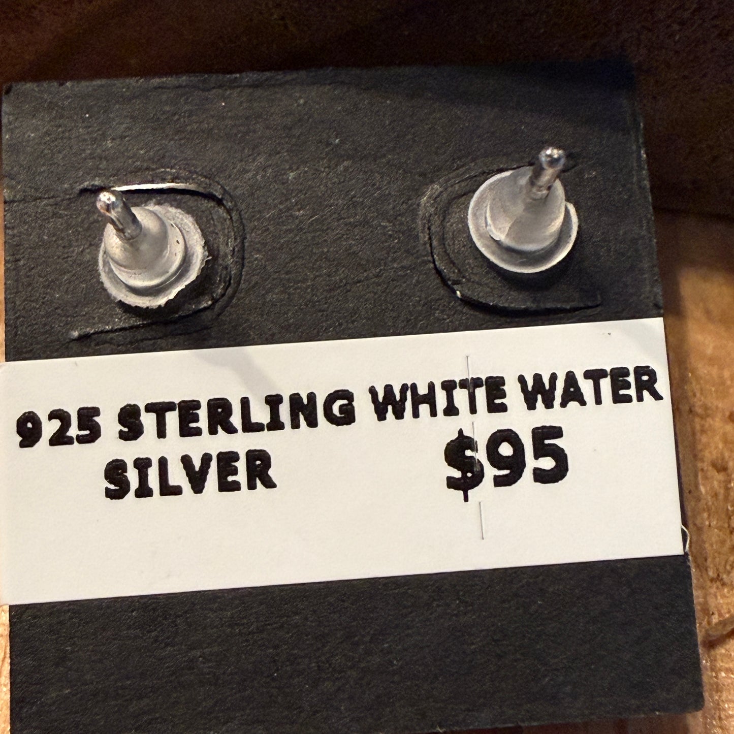 Handcrafted White Water Turquoise Stud Earring in 925 Sterling Silver Wild West Boho